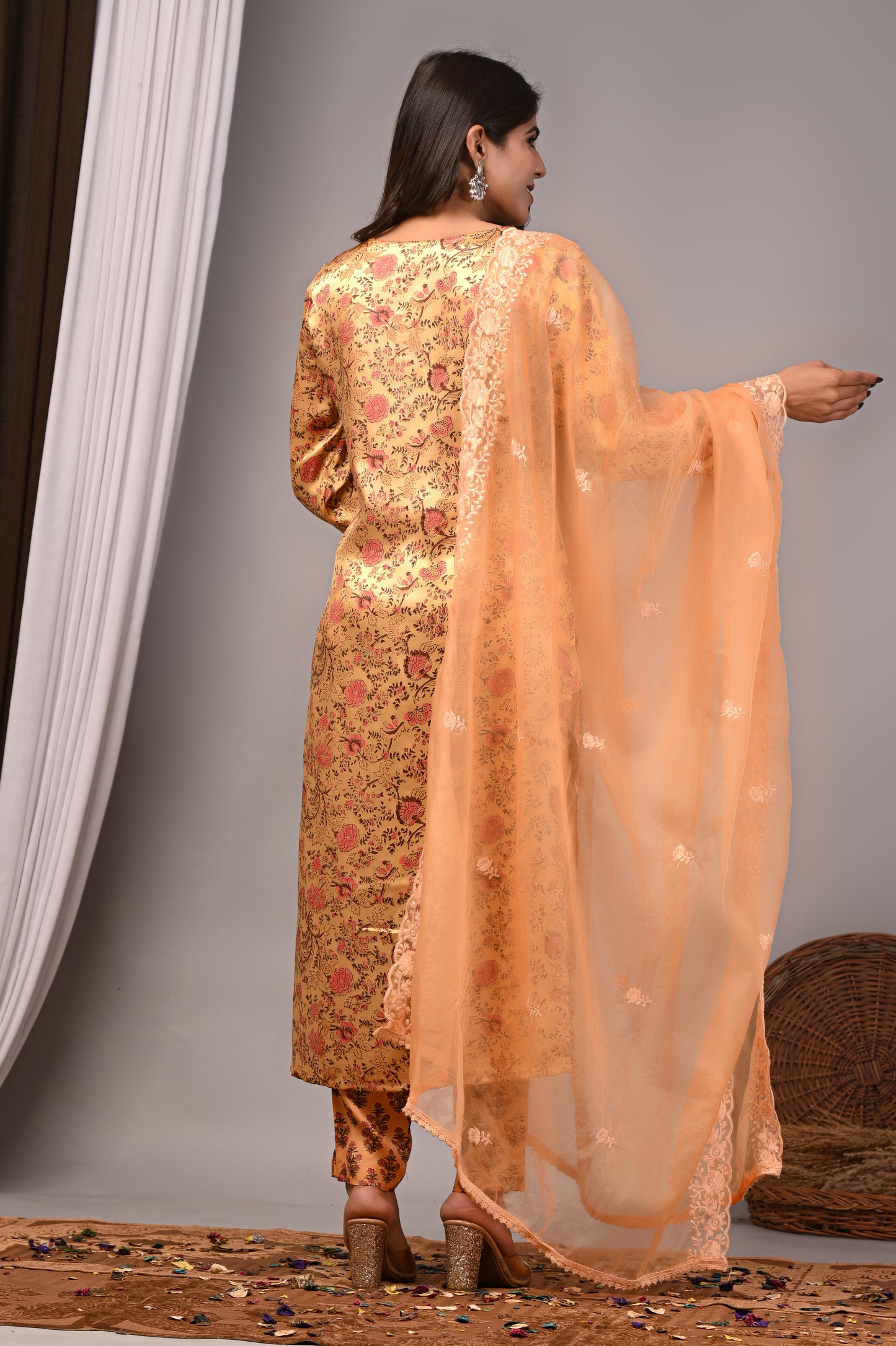 Premium Handblock Printed Modal Silk Suit Set with Dupatta