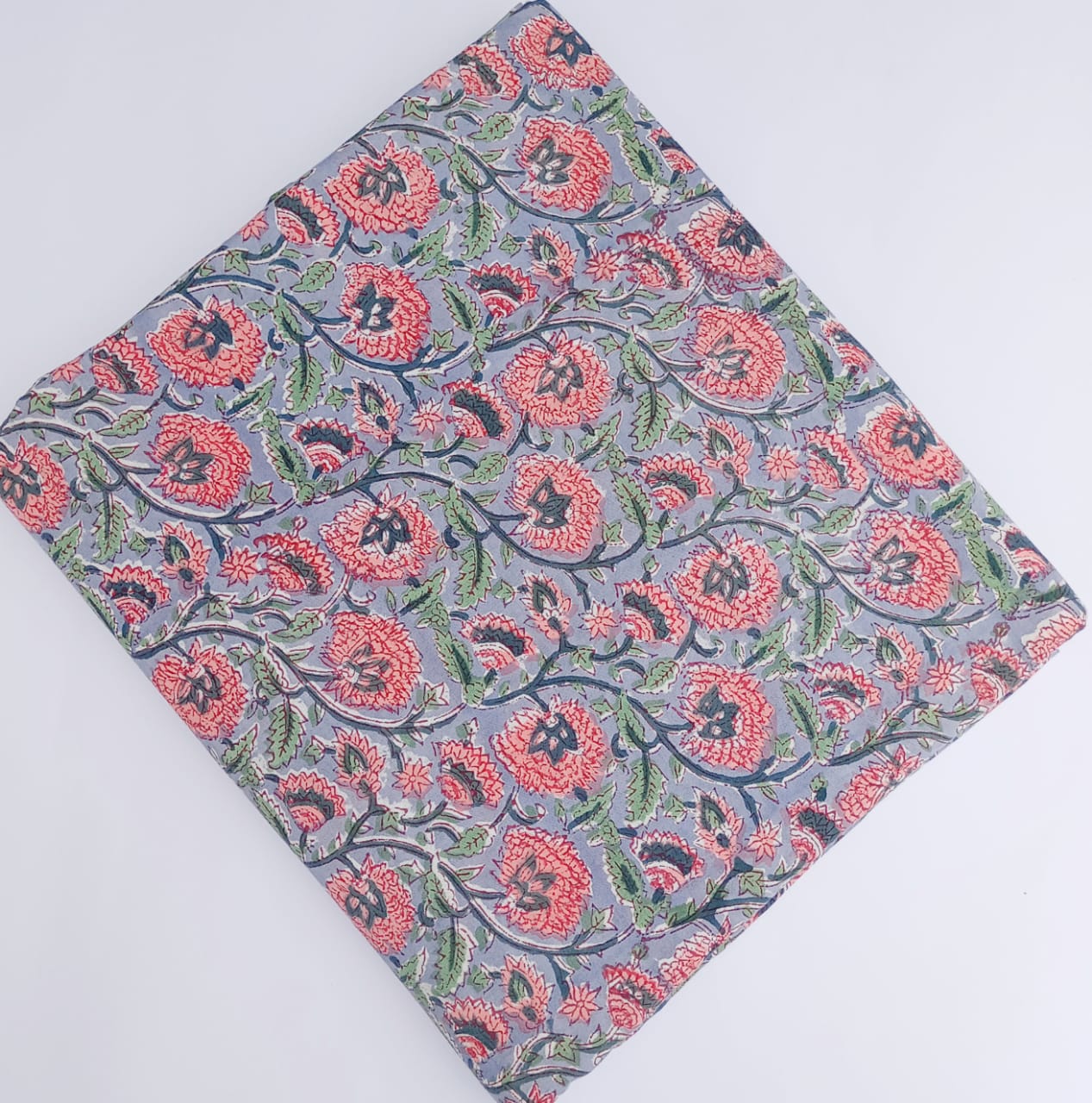 (1.80m) Pure Soft Cotton Hand Block Printed Pre-cut Fabric