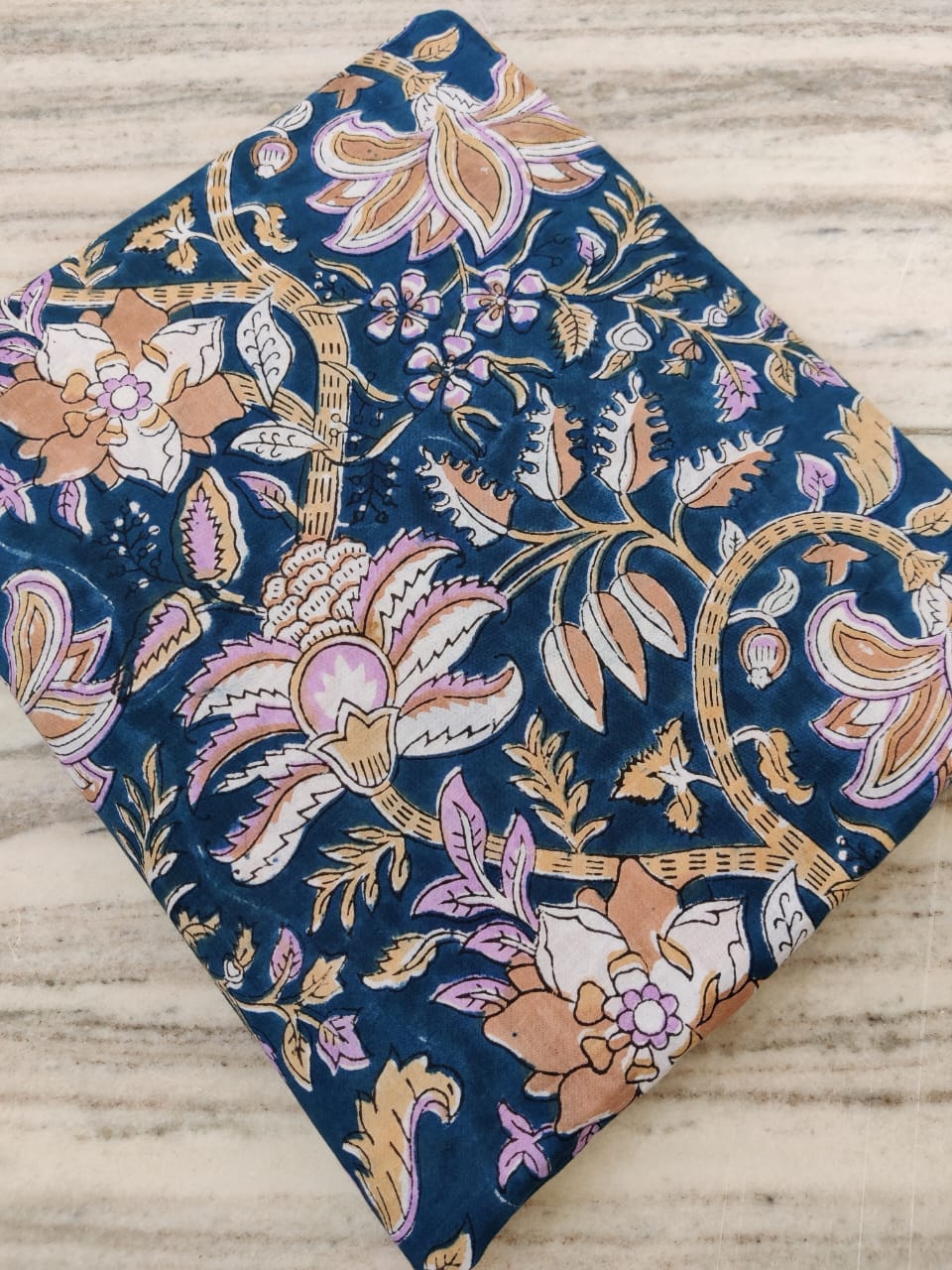 (1.75m) Pure Soft Cotton Hand Block Printed Pre-cut Fabric