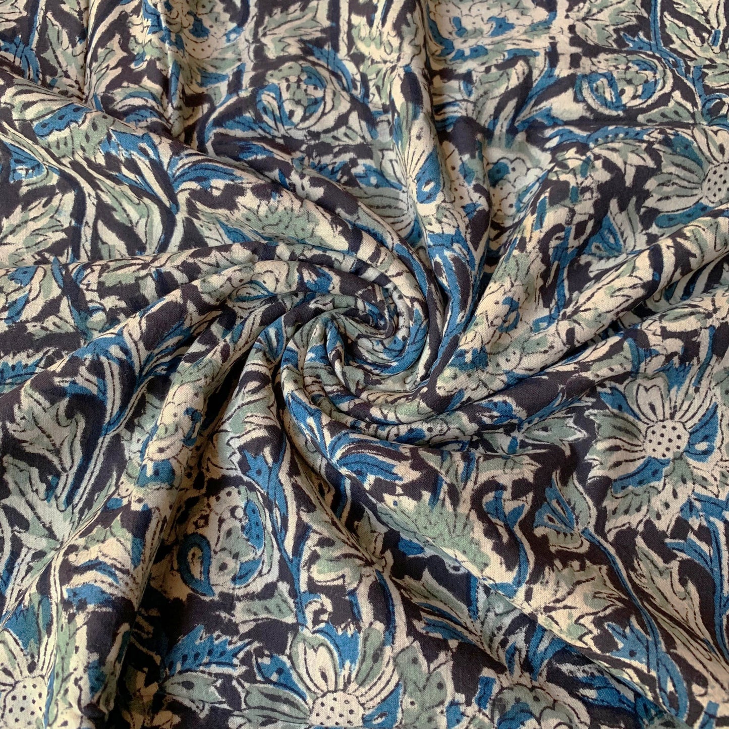 (Pre-cut 1.10m) Pure Soft Cotton Handblock Printed Kalamkari Fabric