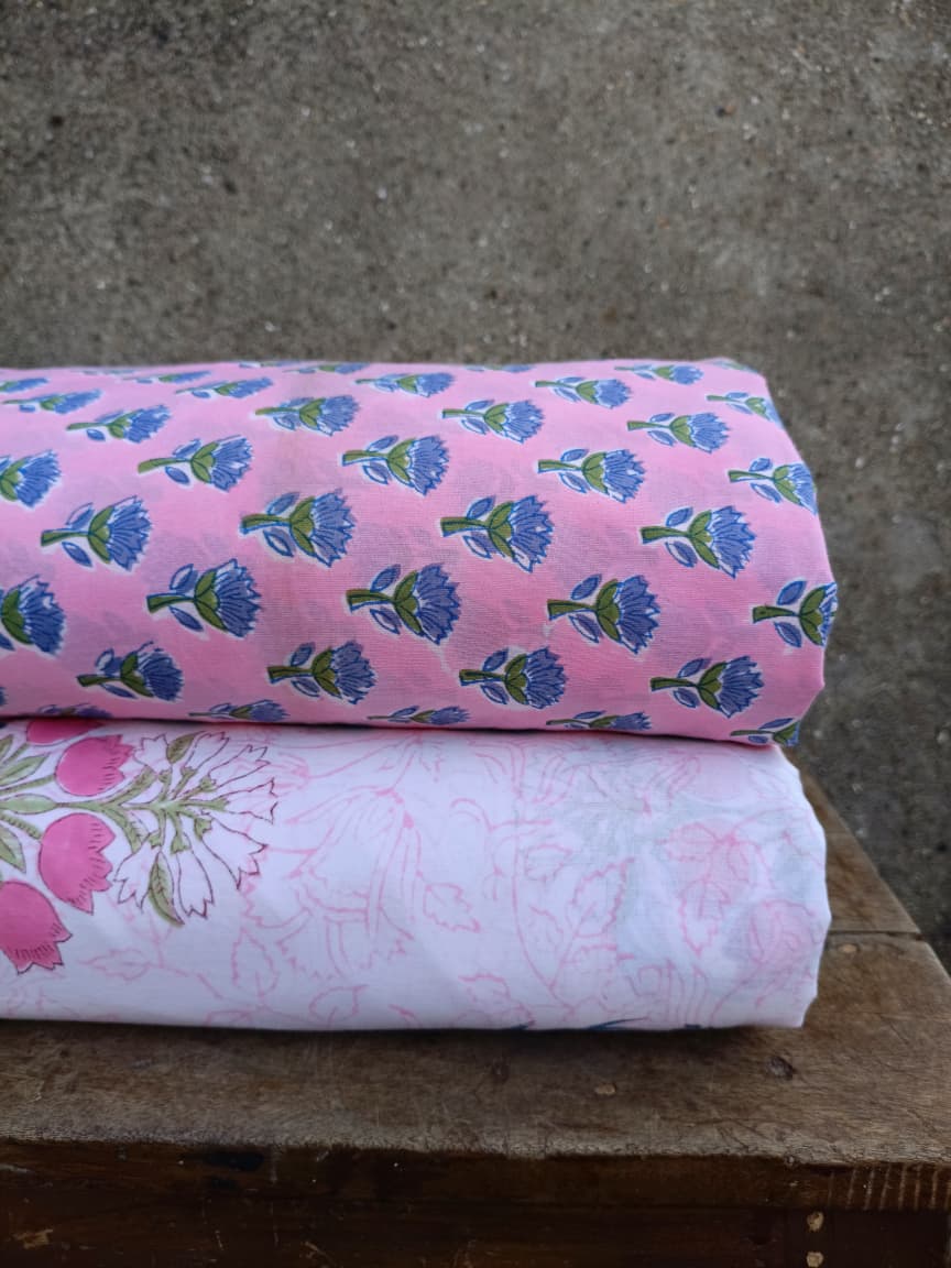 Pure Soft Cotton Jaipuri Handblock Printed 2PC Top-Bottom Suit Set