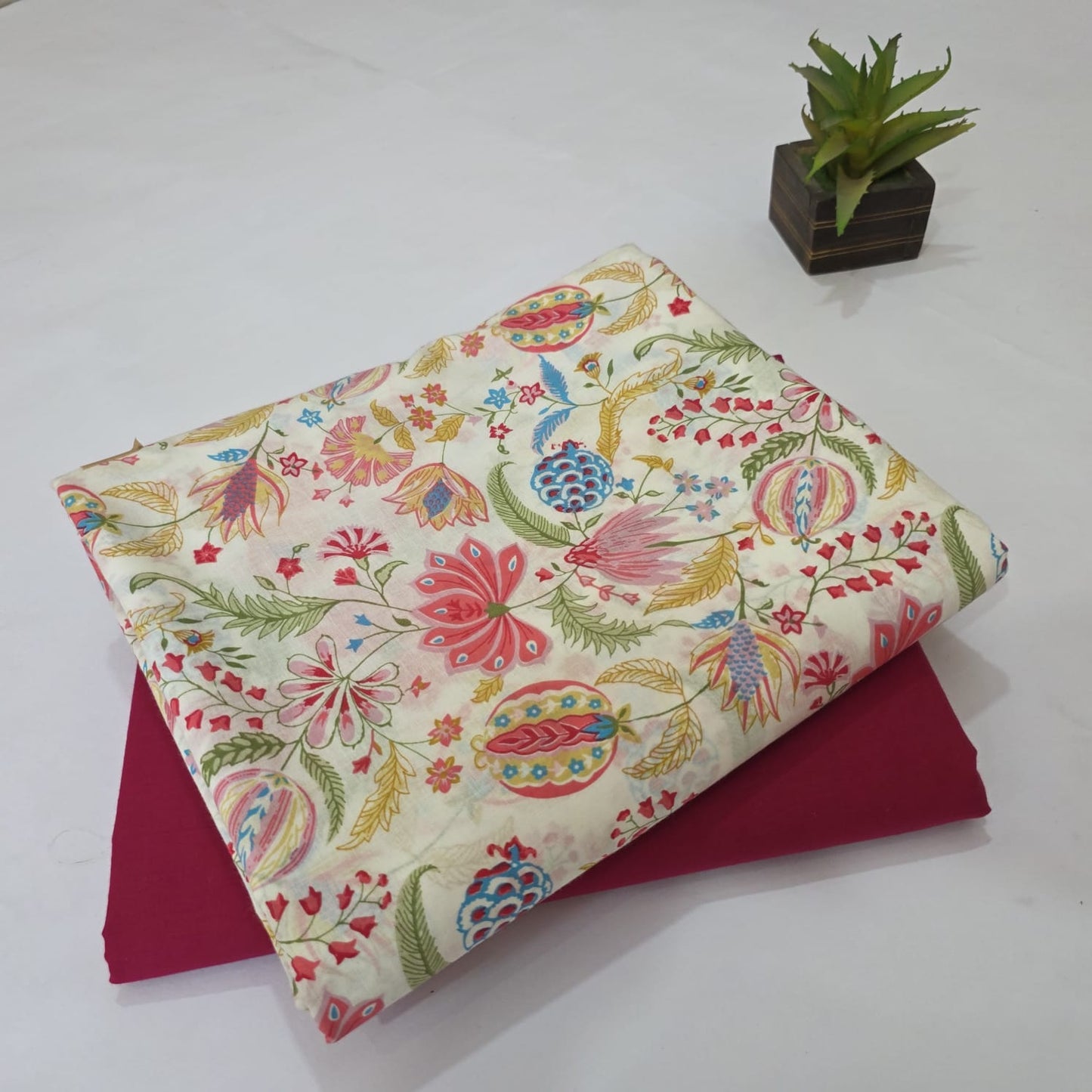 Pure Soft Cotton Handblock Printed 2PC Top-Bottom Suit Set