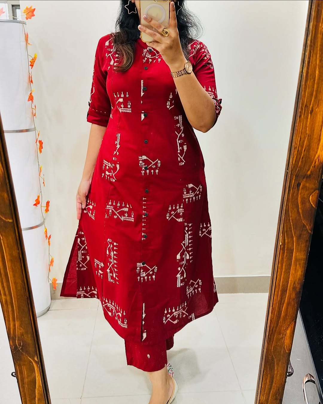 Premium Floral Fine Cotton Printed A-Line Pattern Kurti-Palazzo Set