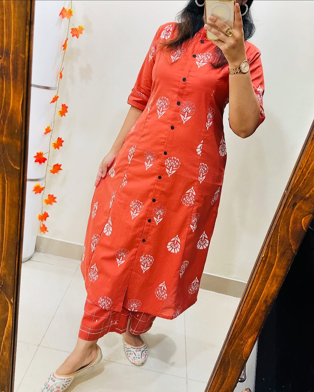 Premium Floral Fine Cotton Printed A-Line Pattern Kurti-Palazzo Set