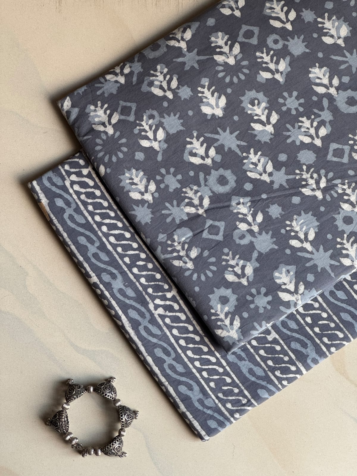 Pure Soft Cotton Handblock Printed 2PC Top-Bottom Suit Set (2.50 Meter Each)