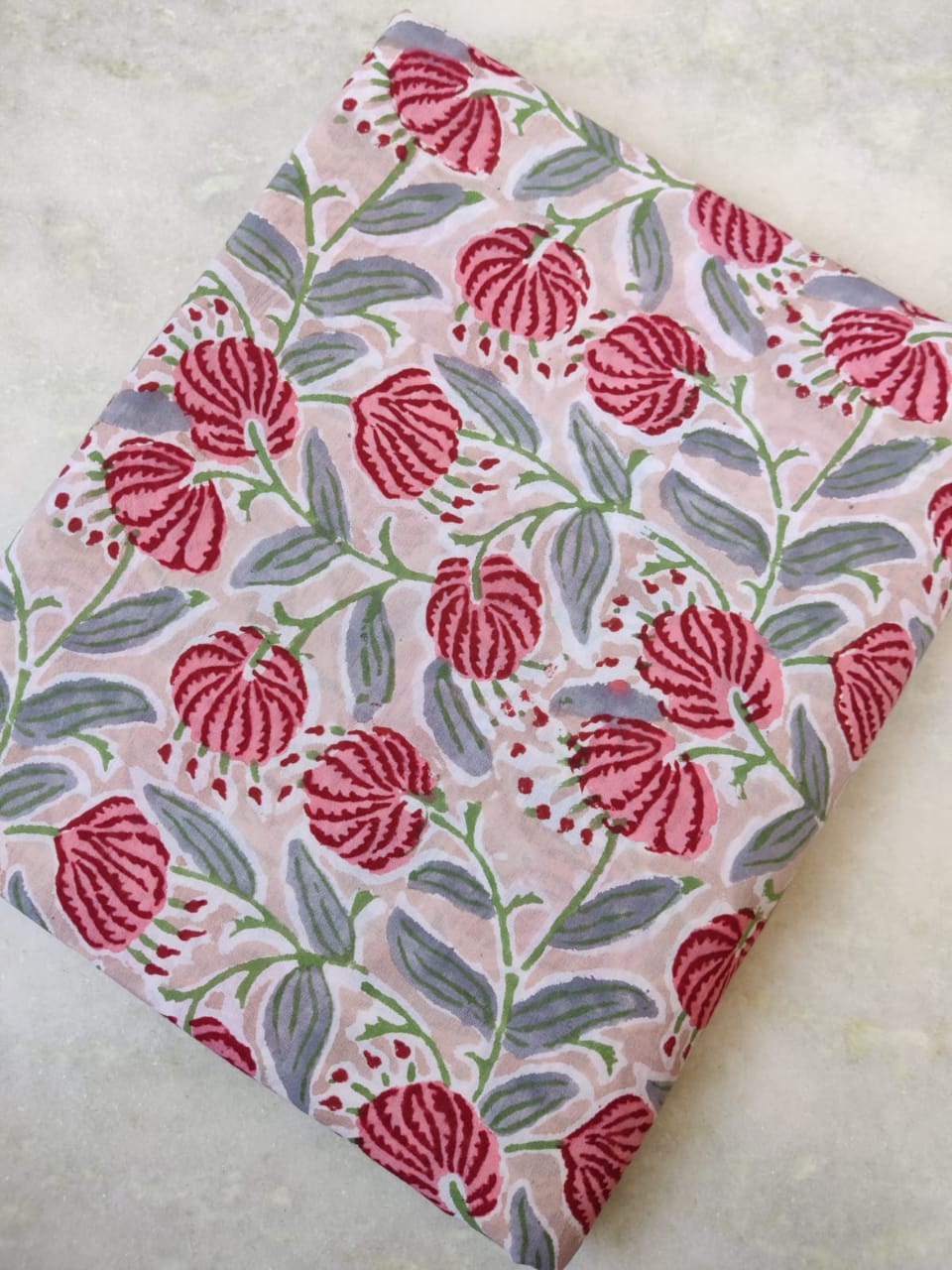 (Pre-cut 2 Meter) Pure Soft Cotton Hand Block Printed Fabric