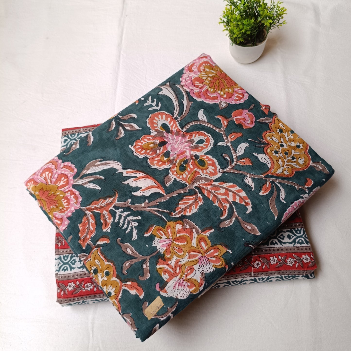 Pure Soft Cotton Handblock Printed 2PC Top-Bottom Suit Set