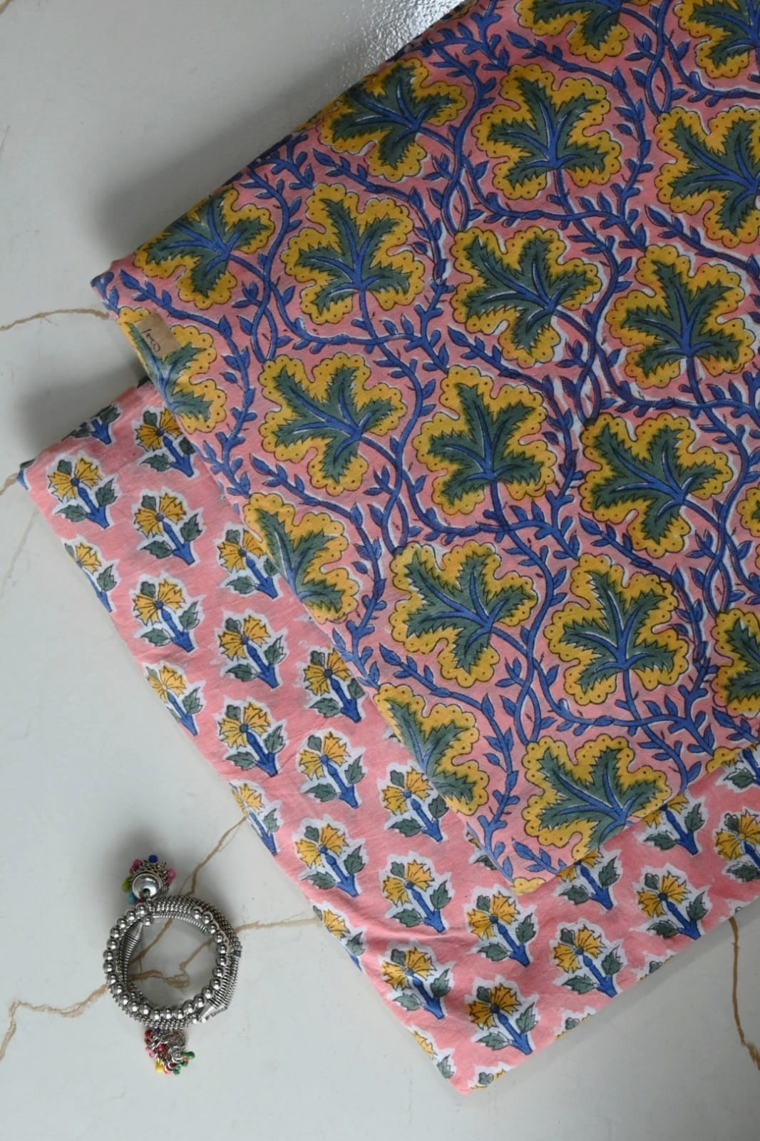 Pure Soft Cotton Sanganeri Handblock Printed 2PC Top-Bottom Suit Set (2.50 Meter Each)