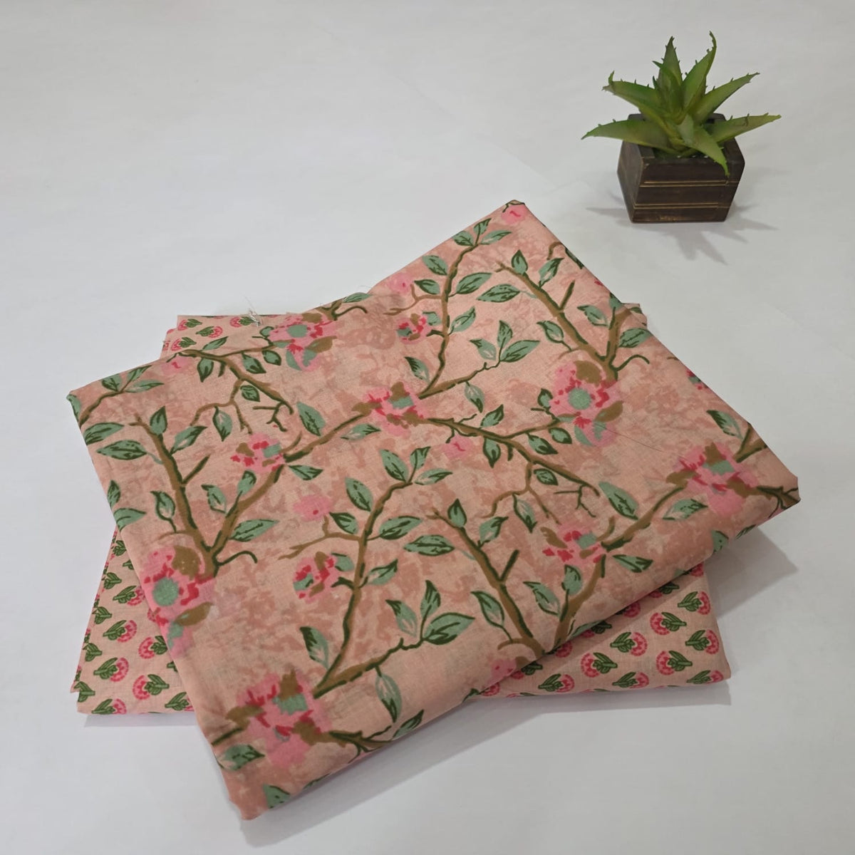 Pure Soft Cotton Handblock Printed 2PC Top-Bottom Suit Set