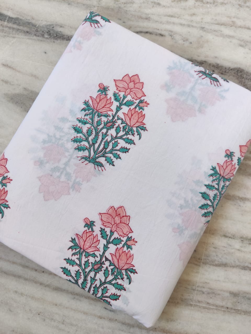 (Pre-cut 1.55 Meter) Pure Soft Cotton Hand Block Printed Fabric