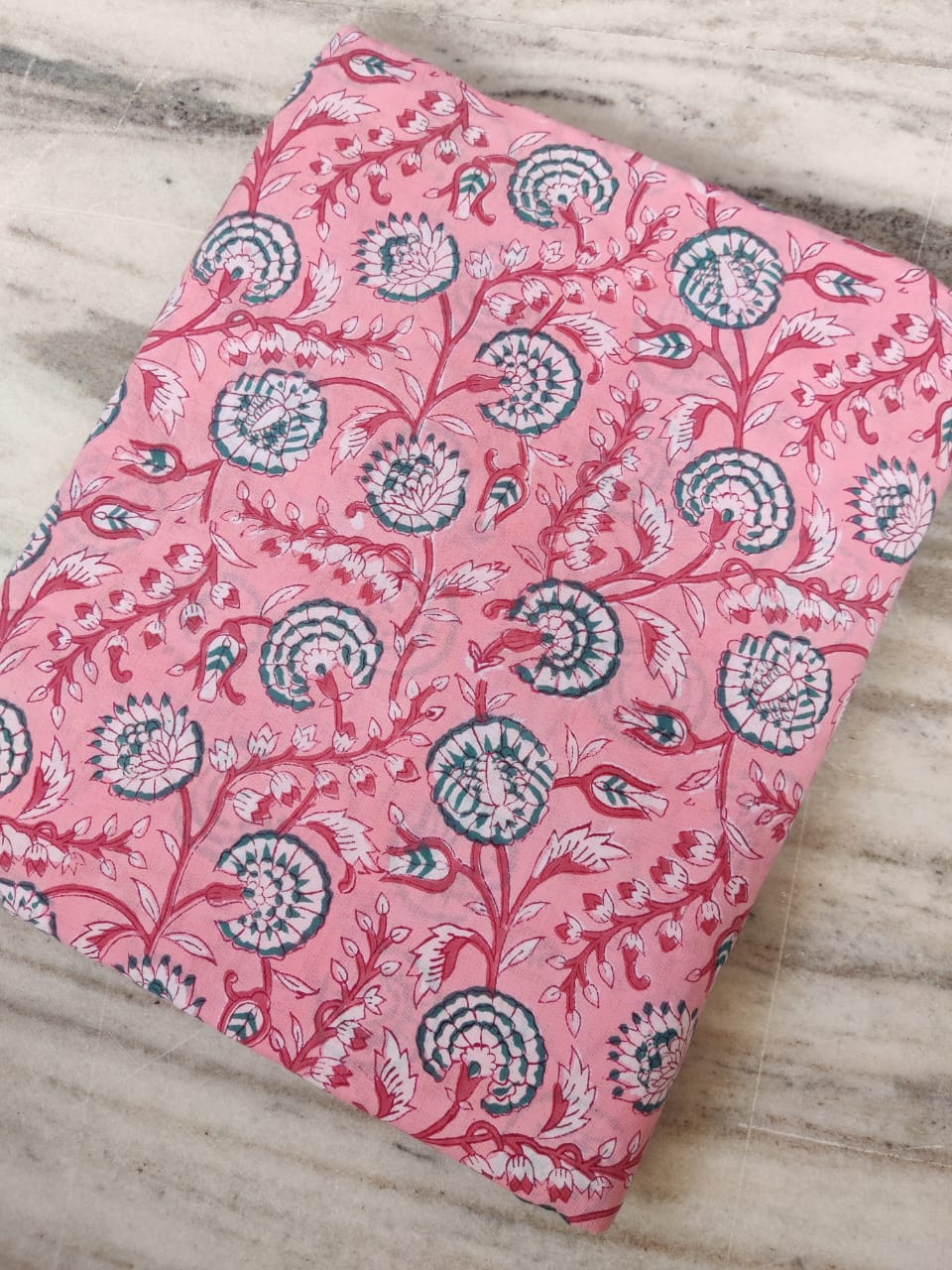 (Pre-cut 2 Meter) Pure Soft Cotton Hand Block Printed Fabric