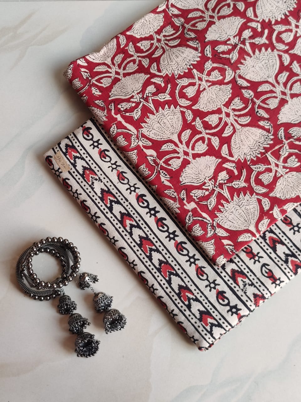 Pure Soft Cotton Handblock Printed 2PC Top-Bottom Suit Set (2.50 Meter Each)