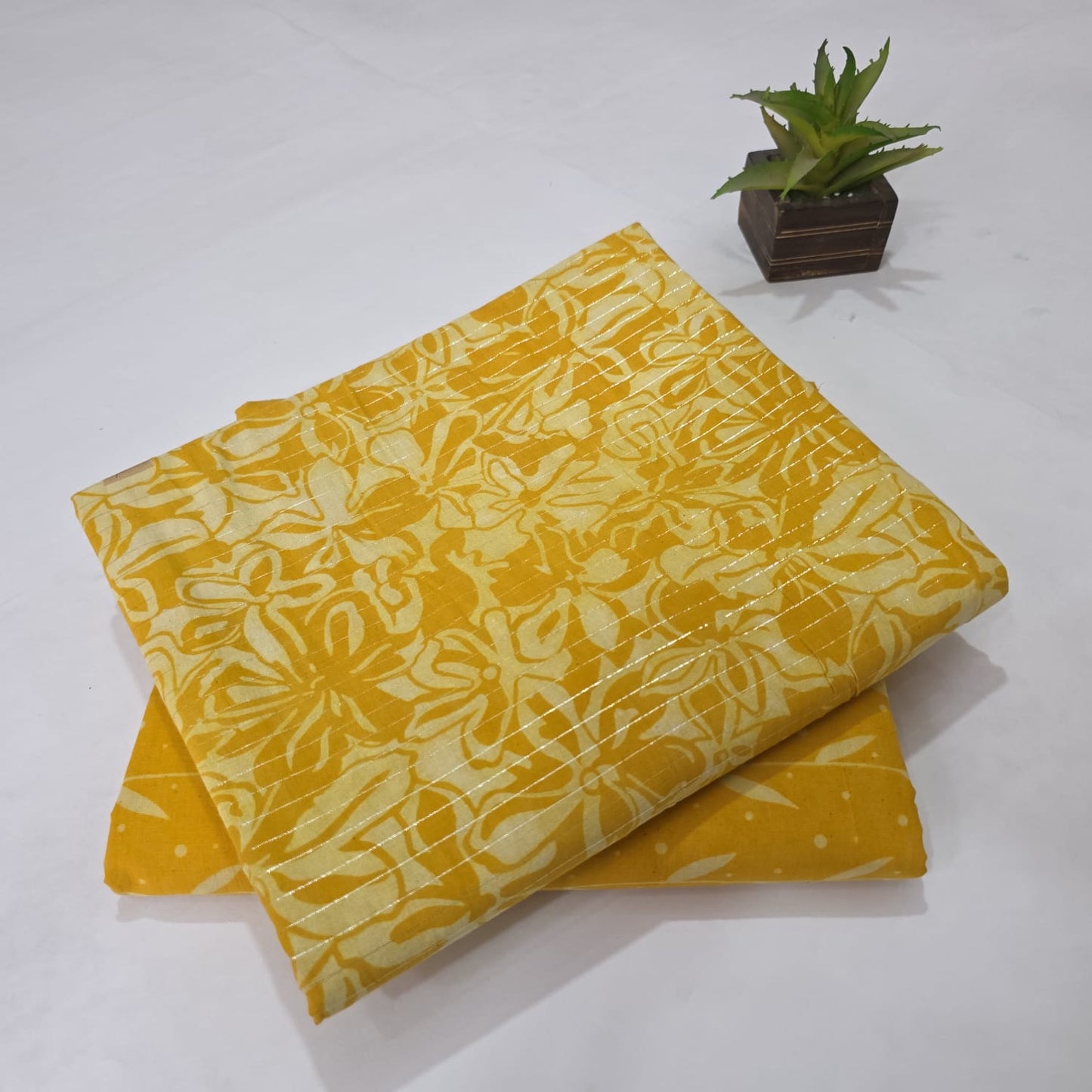 Pure Lurex Cotton Handblock Printed 2PC Top-Bottom Suit Set