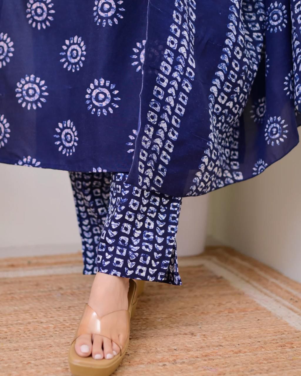 Pure Cotton Kurti Pant Set With Cotton Sequence Work