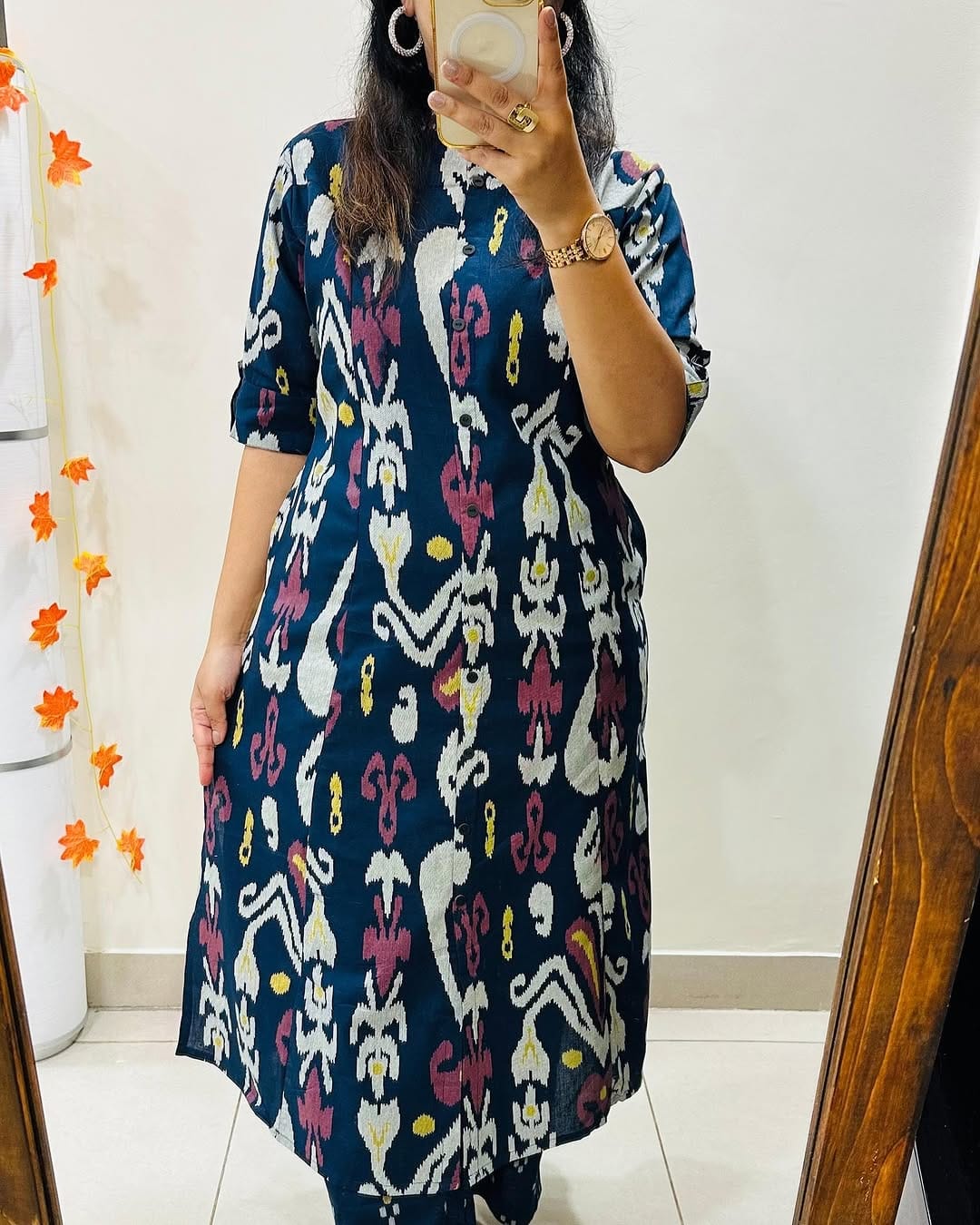 Premium Floral Fine Cotton Printed A-Line Pattern Kurti-Palazzo Set