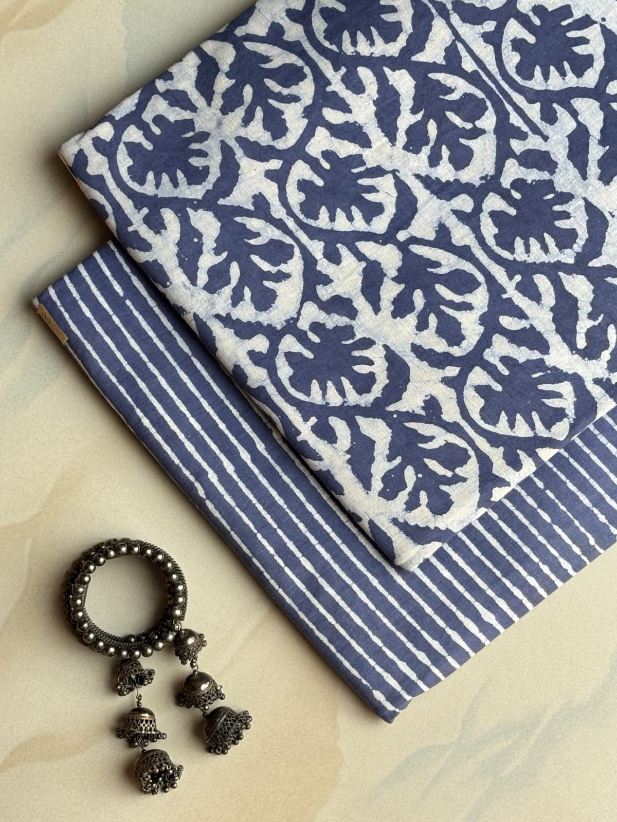 Pure Soft Cotton Handblock Printed 2PC Top-Bottom Suit Set (2.50 Meter Each)