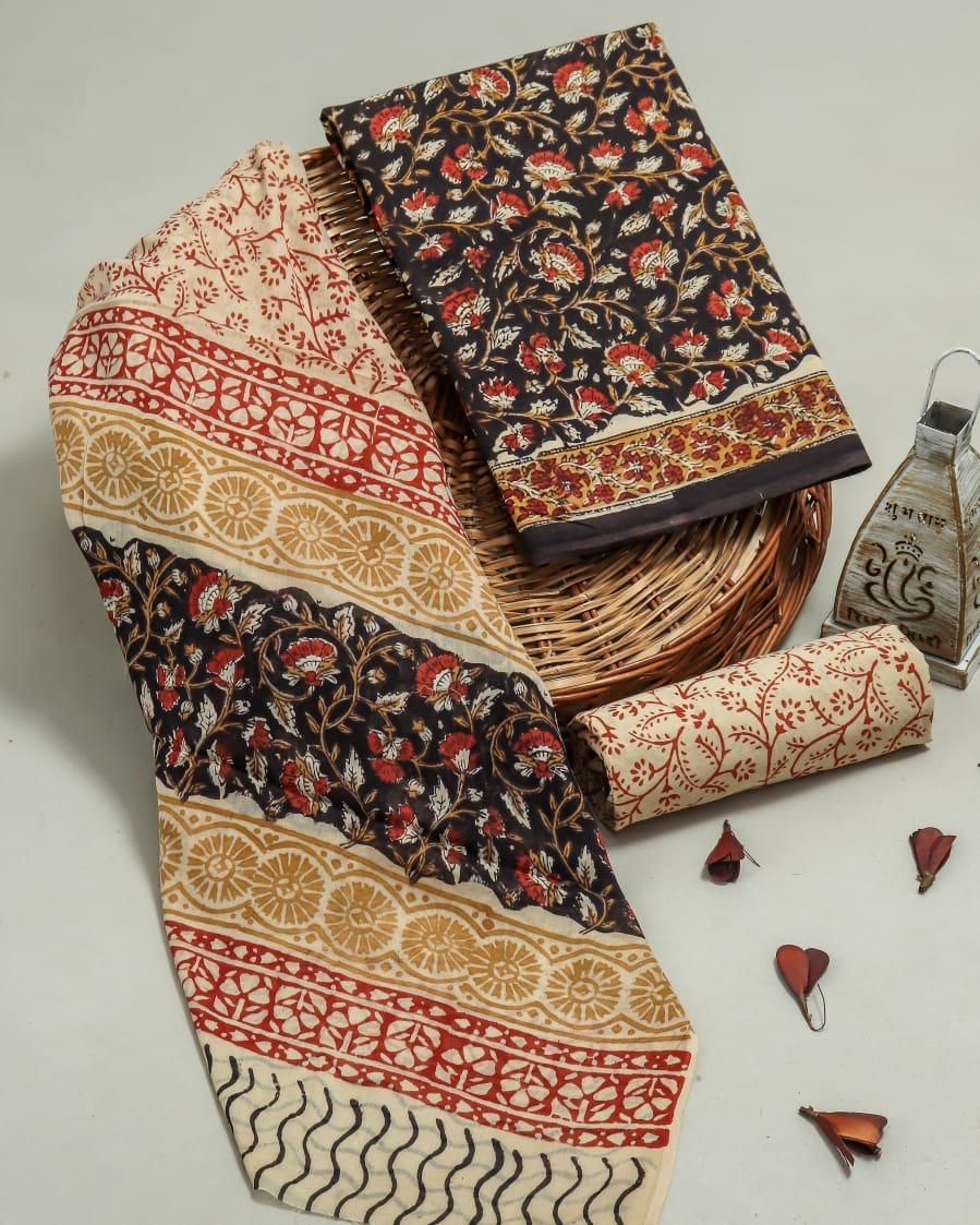 Pure Soft Cotton Hand Block Printed Suit Set