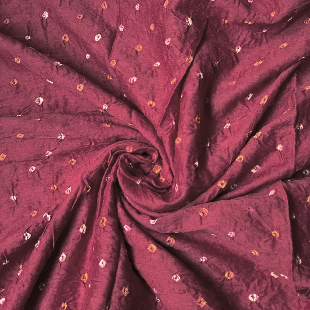 Pure Soft Cotton Satin Finish Tie-Dye Bandhani Fabric