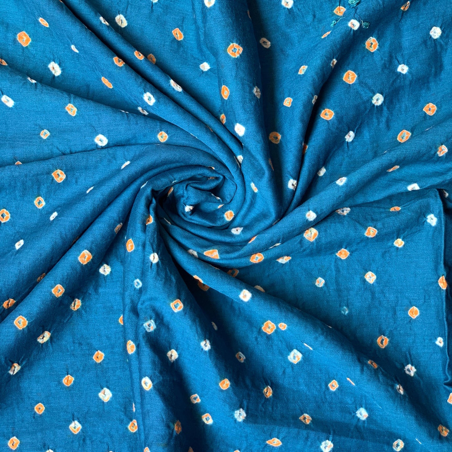 (Pre-cut 1.90 Meter) Pure Soft Cotton Satin Finish Tie-Dye Bandhani Fabric