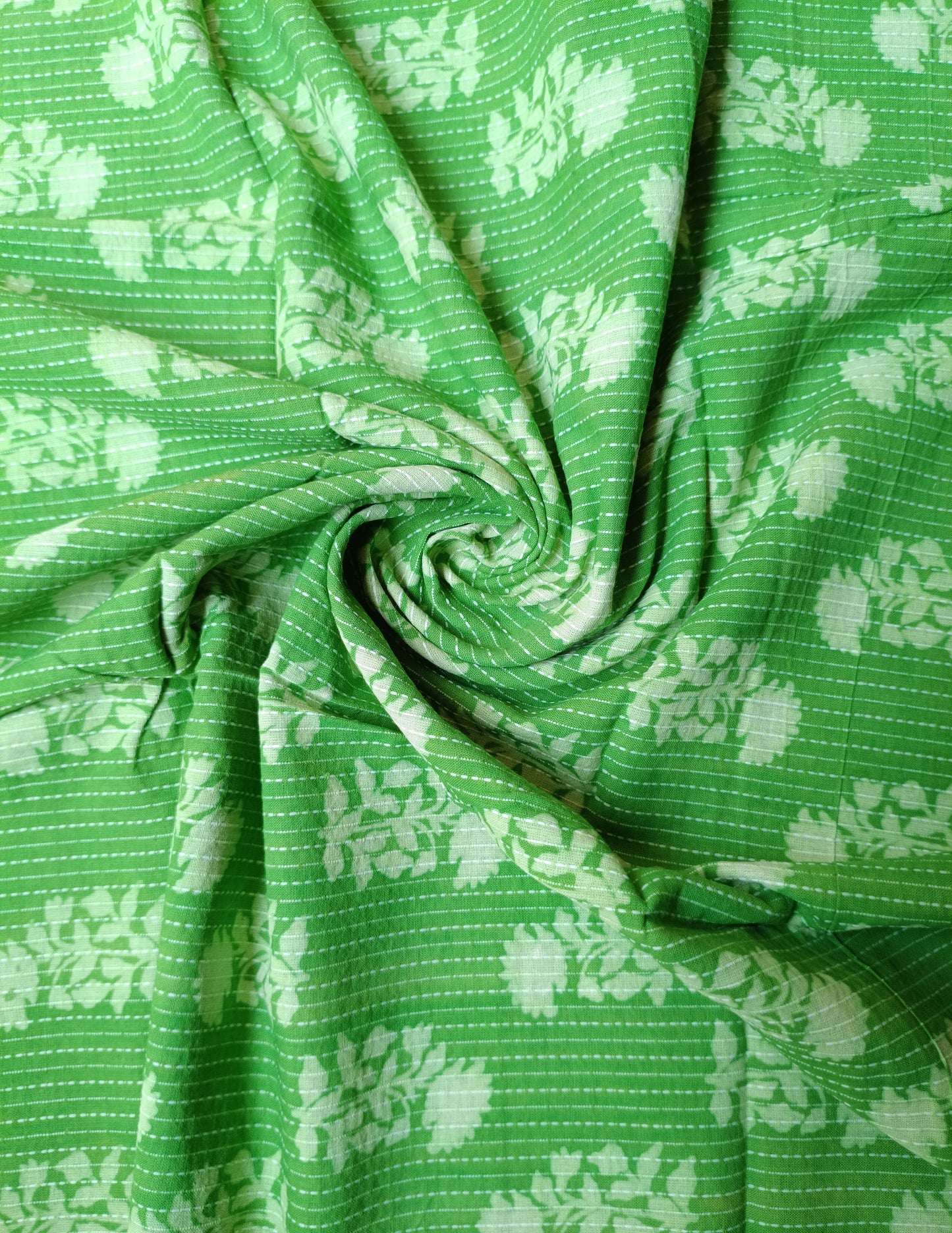 (Pre-cut 1.60 Meter) Pure Soft Cotton Hand Block Printed Kantha Fabric