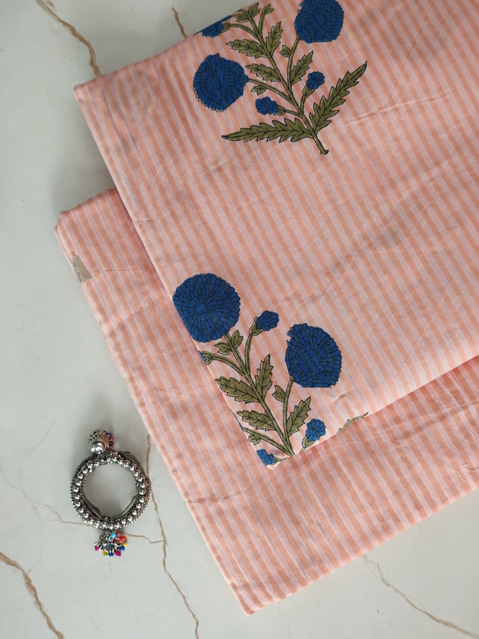 Pure Soft Cotton Sanganeri Handblock Printed 2PC Top-Bottom Suit Set (2.50 Meter Each)