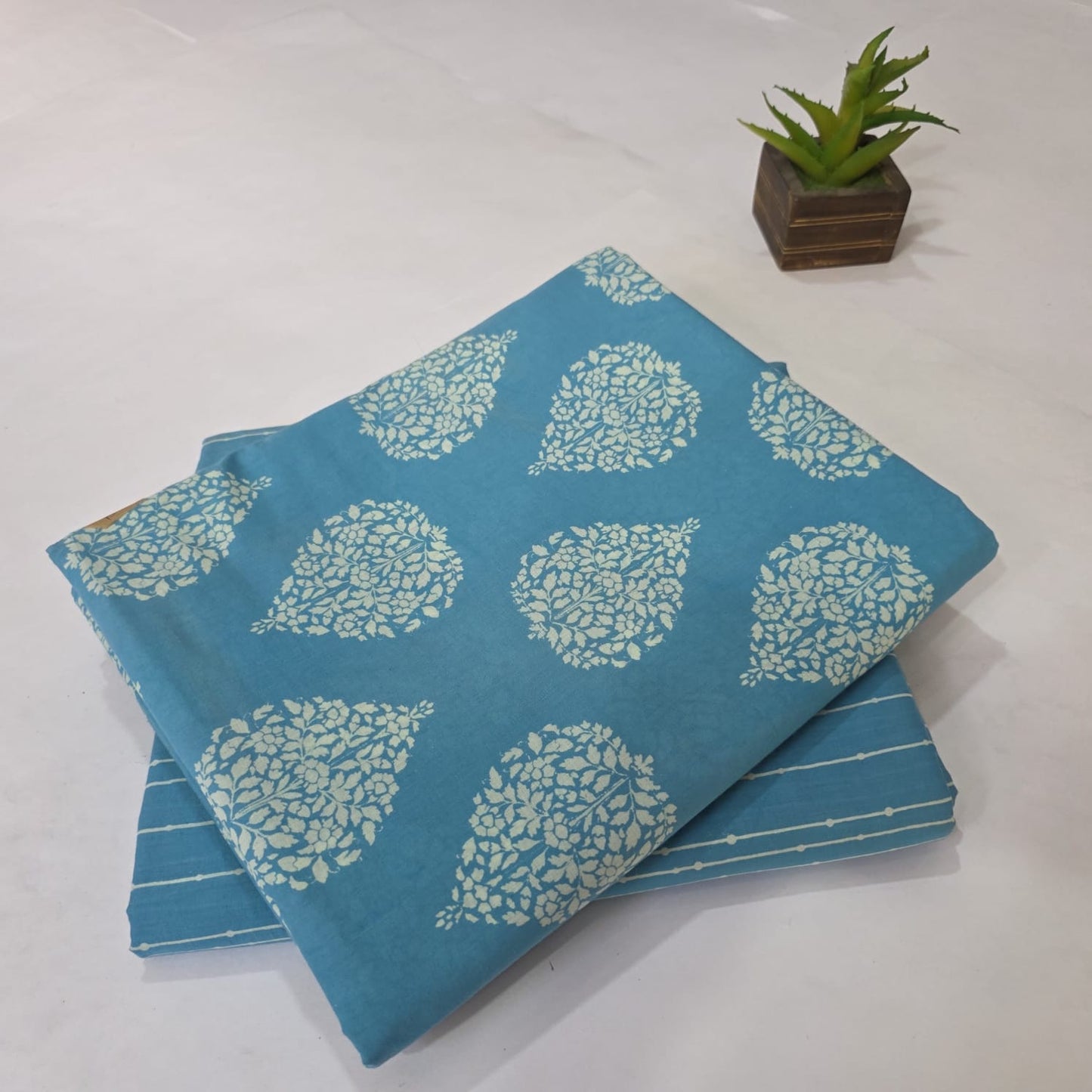 Pure Soft Cotton Handblock Printed 2PC Top-Bottom Suit Set