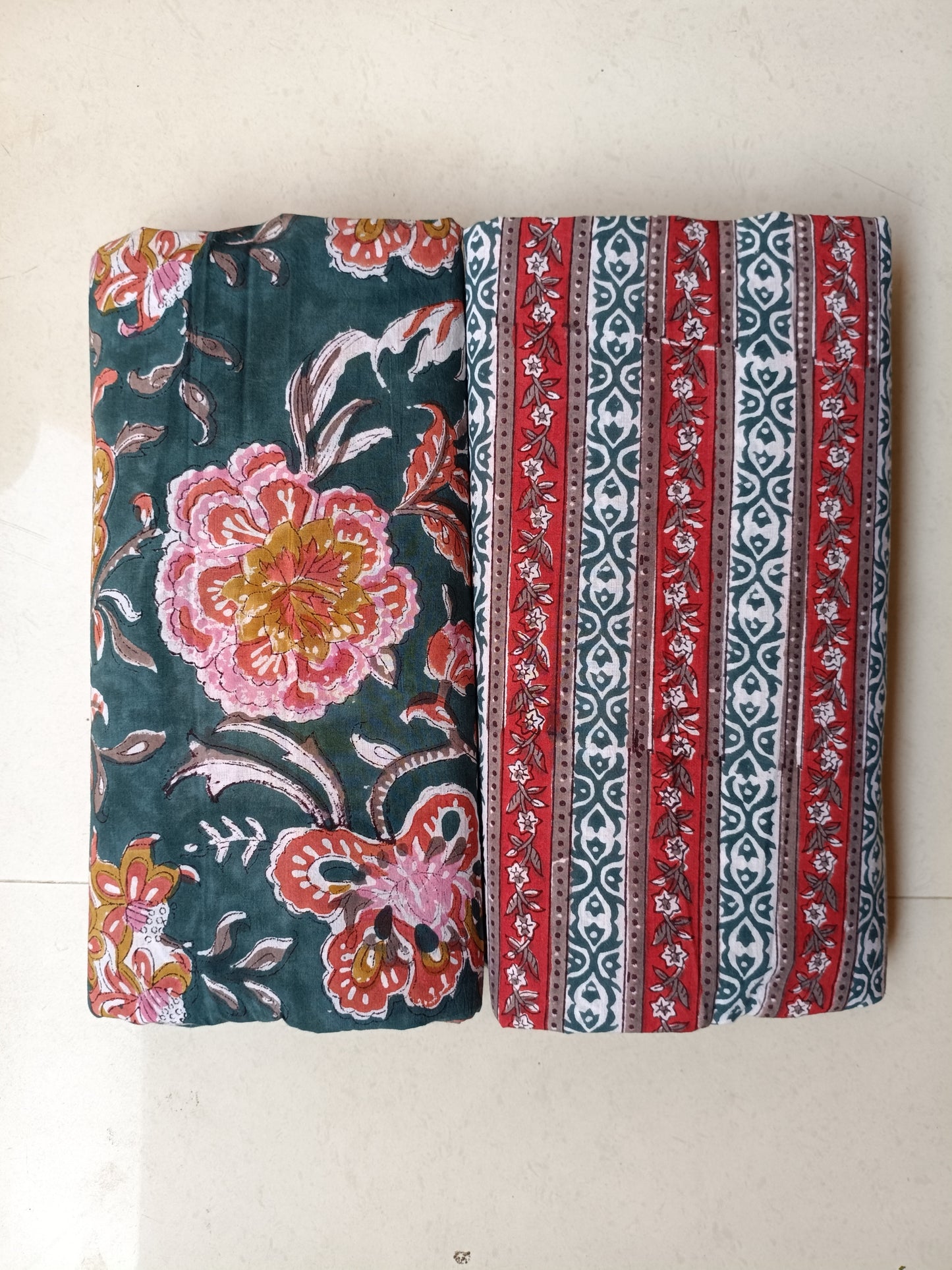 Pure Soft Cotton Handblock Printed 2PC Top-Bottom Suit Set