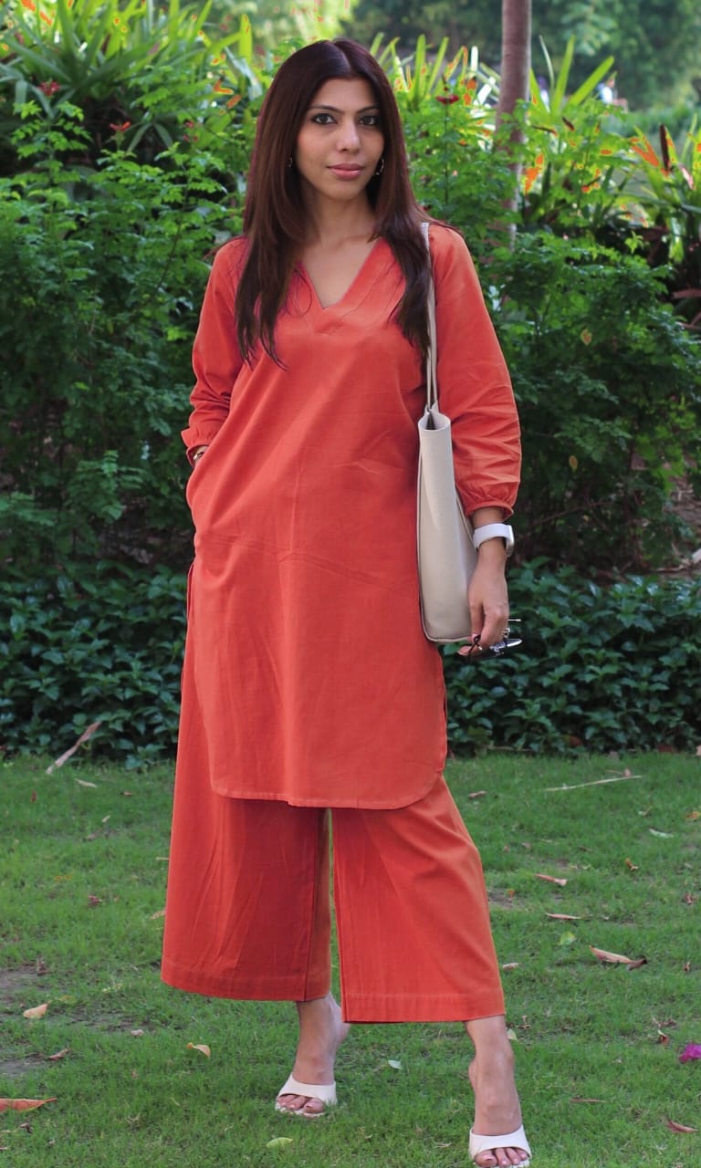 Pure Soft Cotton Slub Co-ord Set For Office Wear