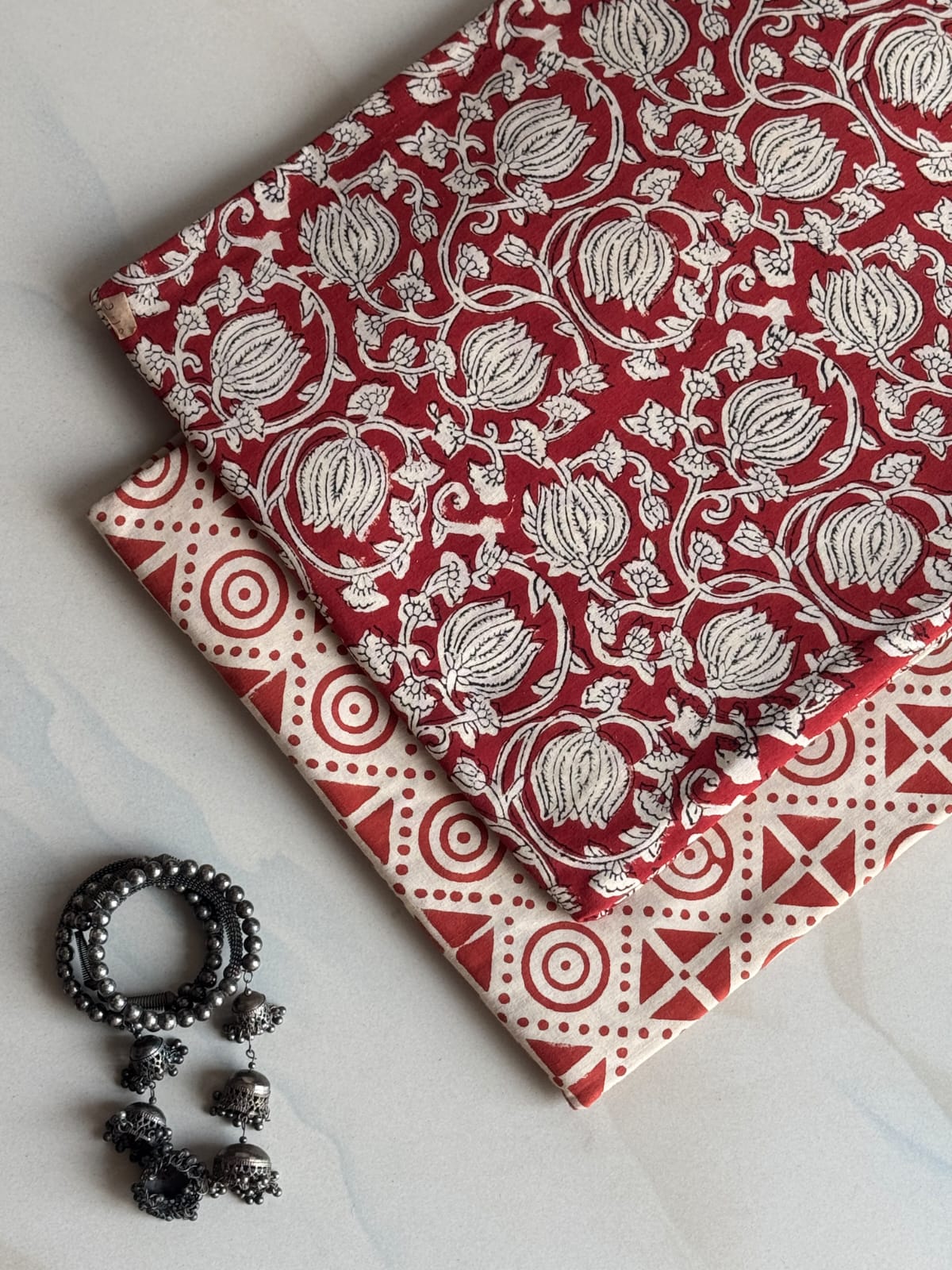 Pure Soft Cotton Handblock Printed 2PC Top-Bottom Suit Set (2.50 Meter Each)