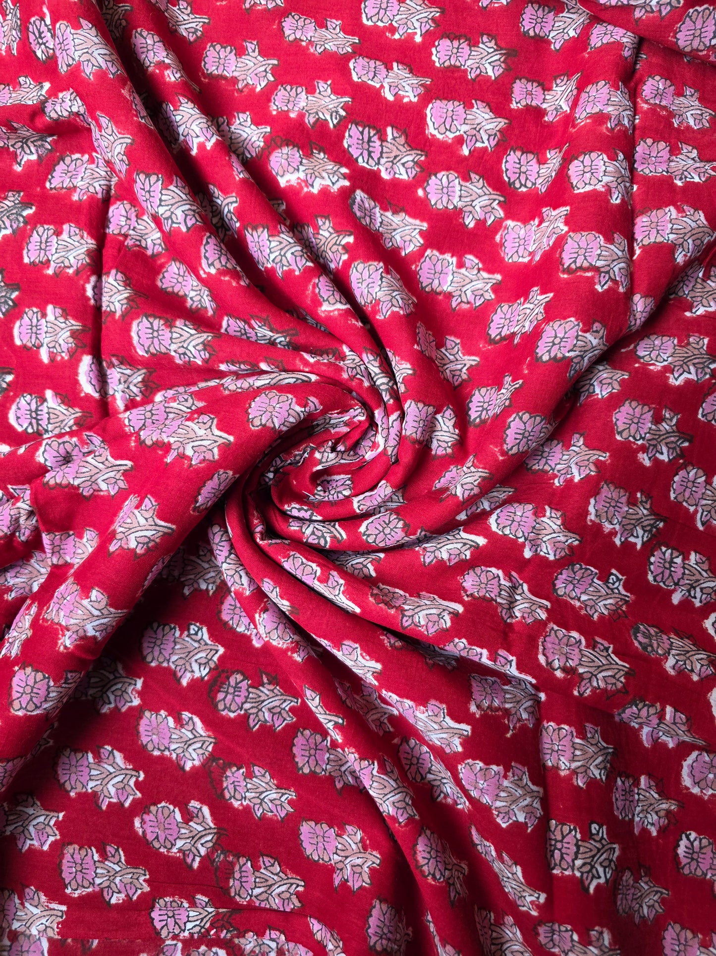 Pure Soft Mulmul Cotton Handblock Printed Fabric