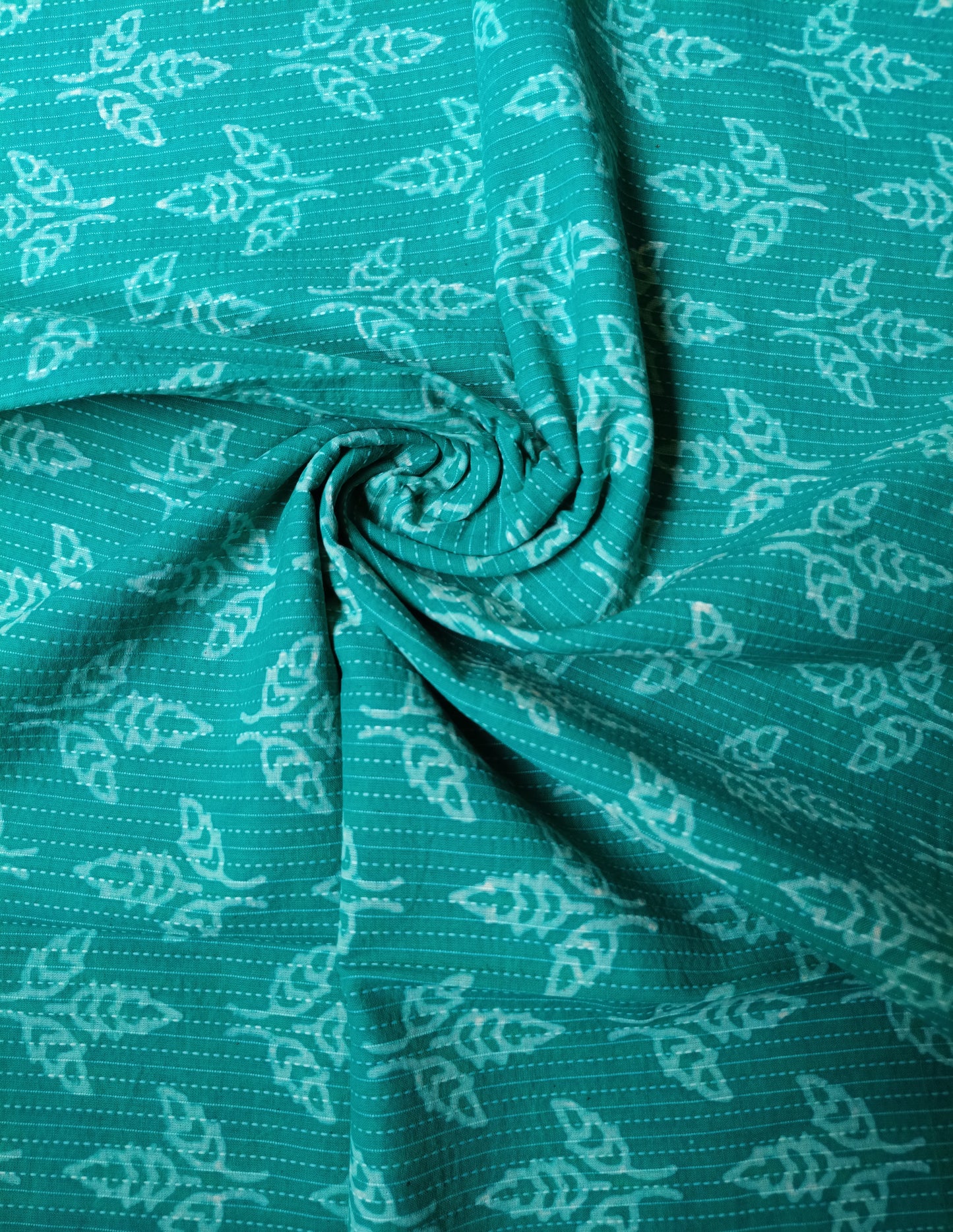 (Pre-cut 1.90 Meter) Pure Soft Cotton Hand Block Printed Kantha Fabric