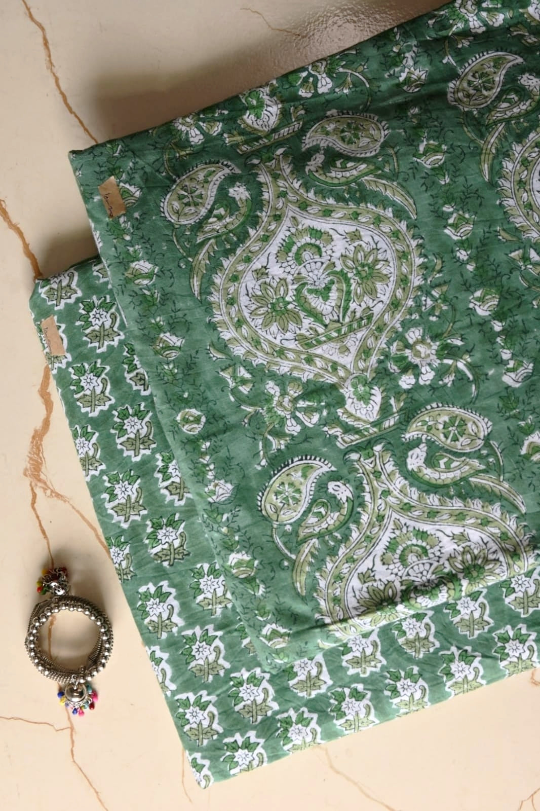Pure Soft Cotton Sanganeri Handblock Printed 2PC Top-Bottom Suit Set (2.50 Meter Each)