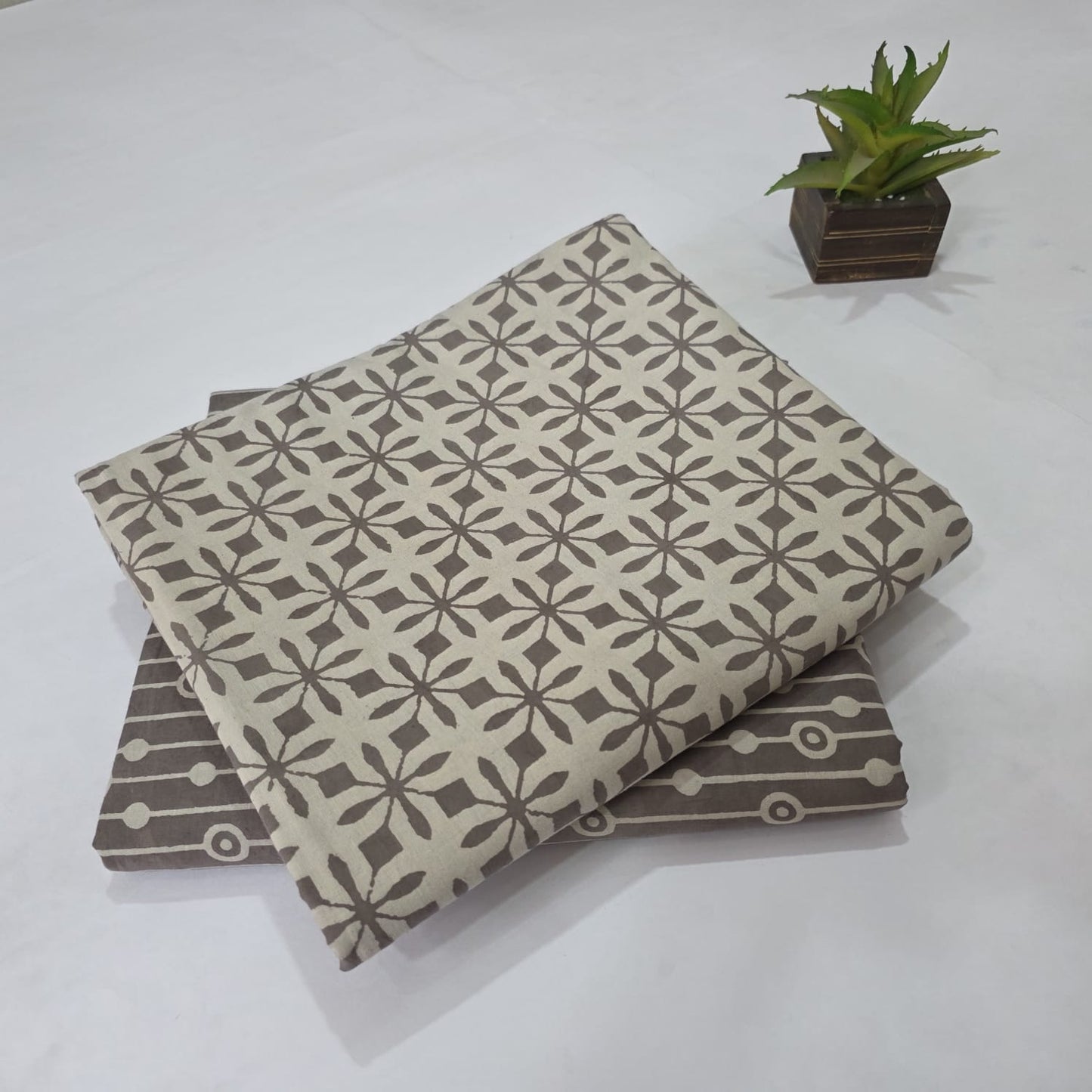 Pure Soft Cotton Handblock Printed 2PC Top-Bottom Suit Set