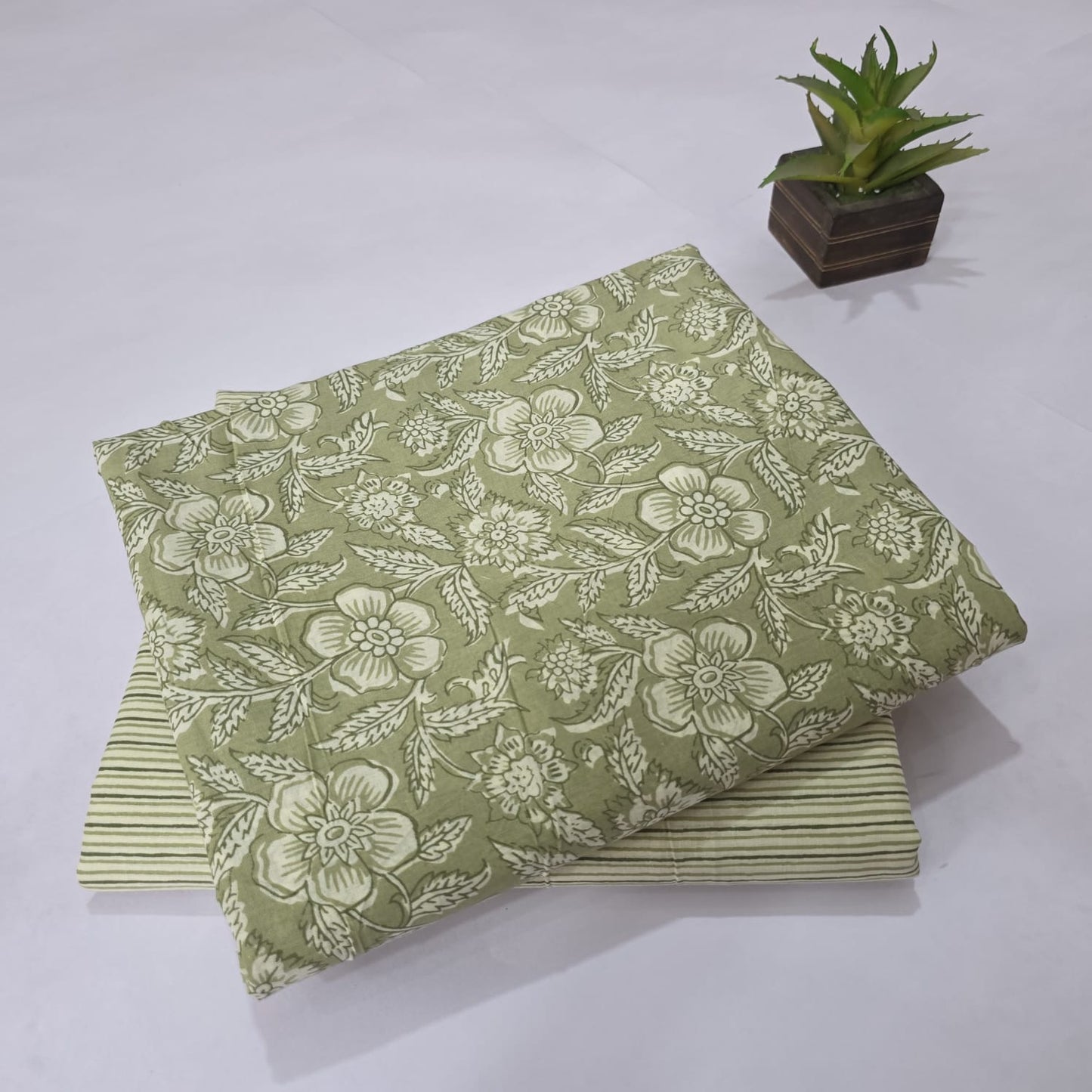 Pure Soft Cotton Handblock Printed 2PC Top-Bottom Suit Set