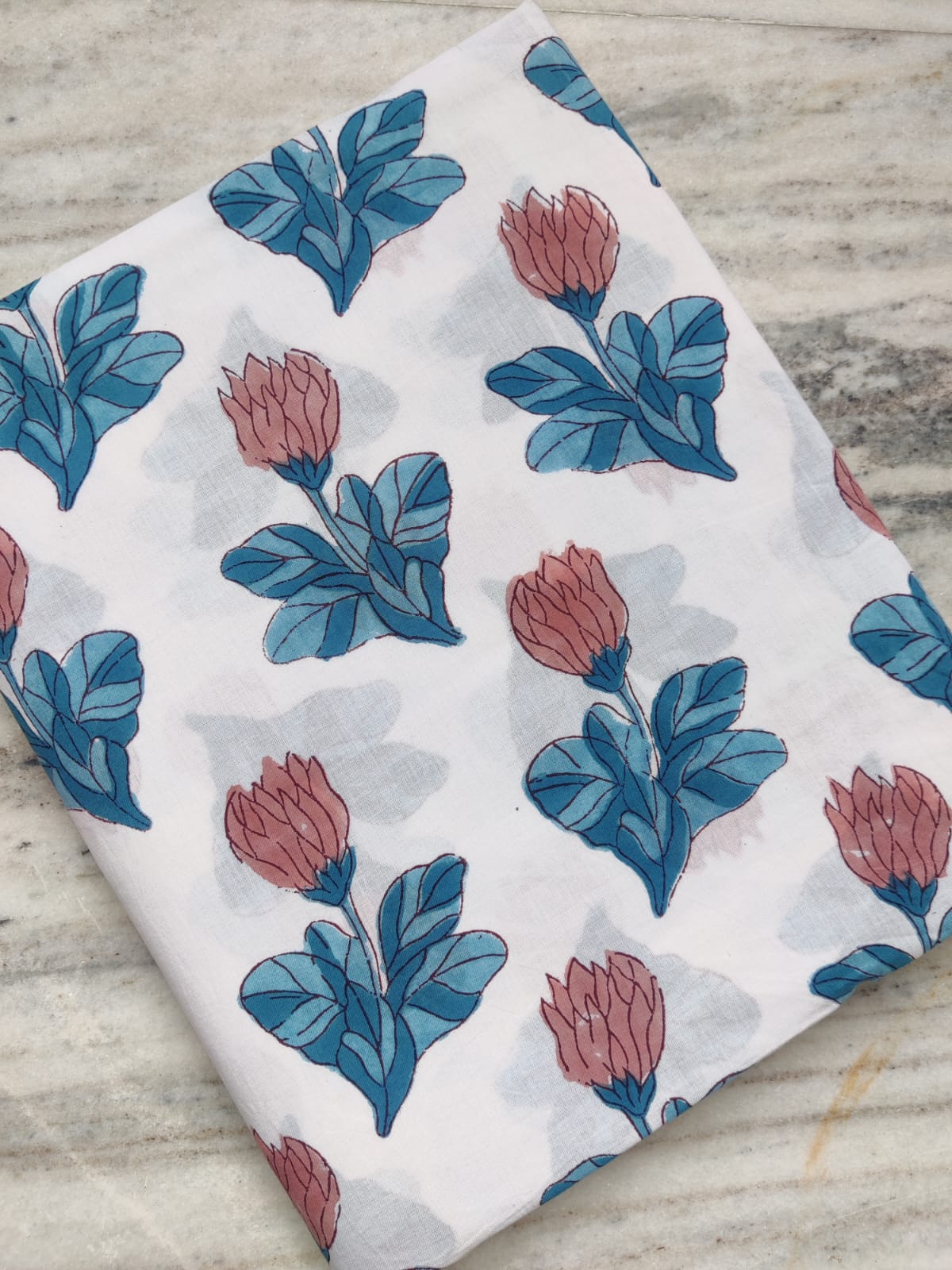 (Pre-cut 1 Meter) Pure Soft Cotton Hand Block Printed Fabric