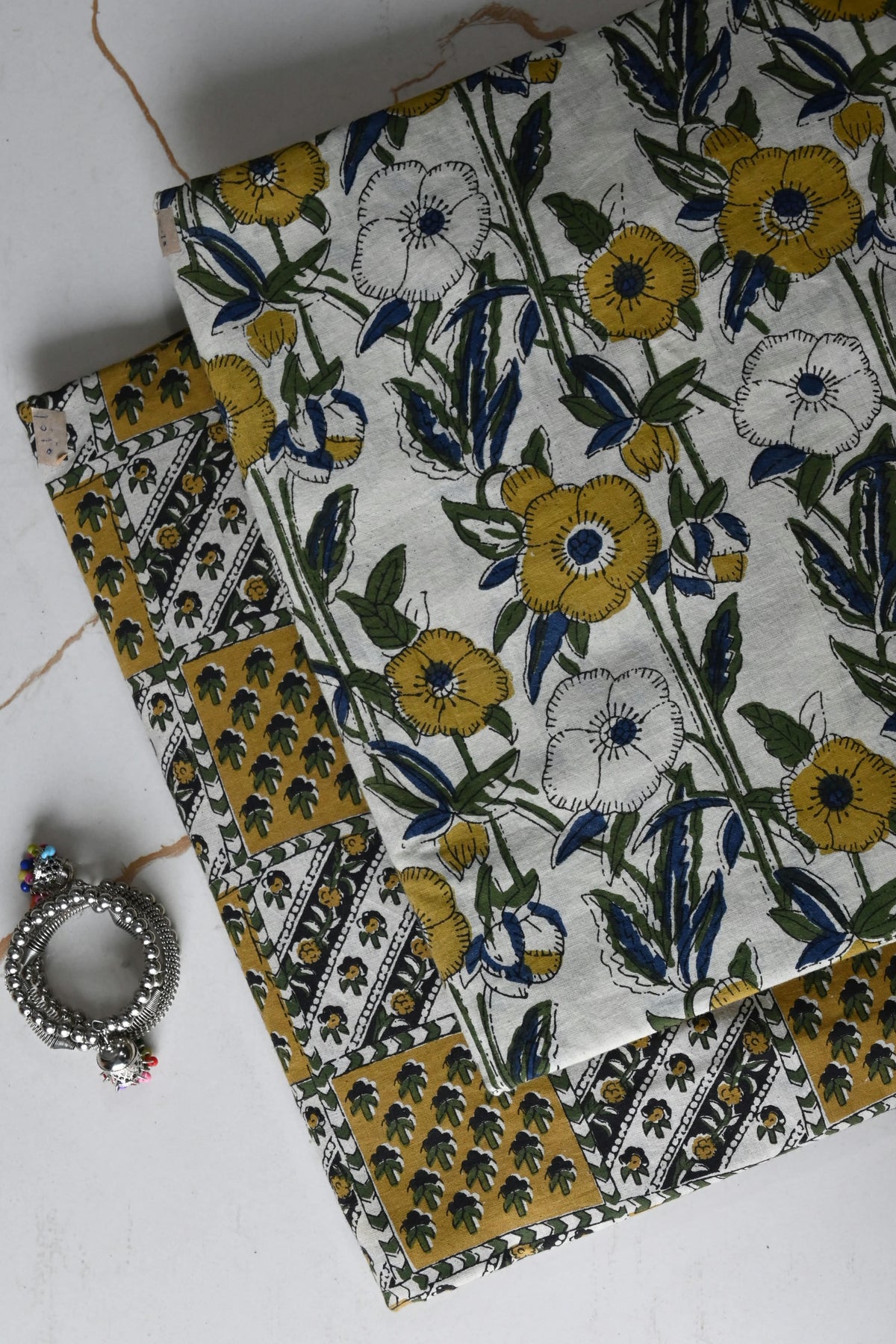 Pure Soft Cotton Handblock Printed 2PC Top-Bottom Suit Set (2.50 Meter Each)