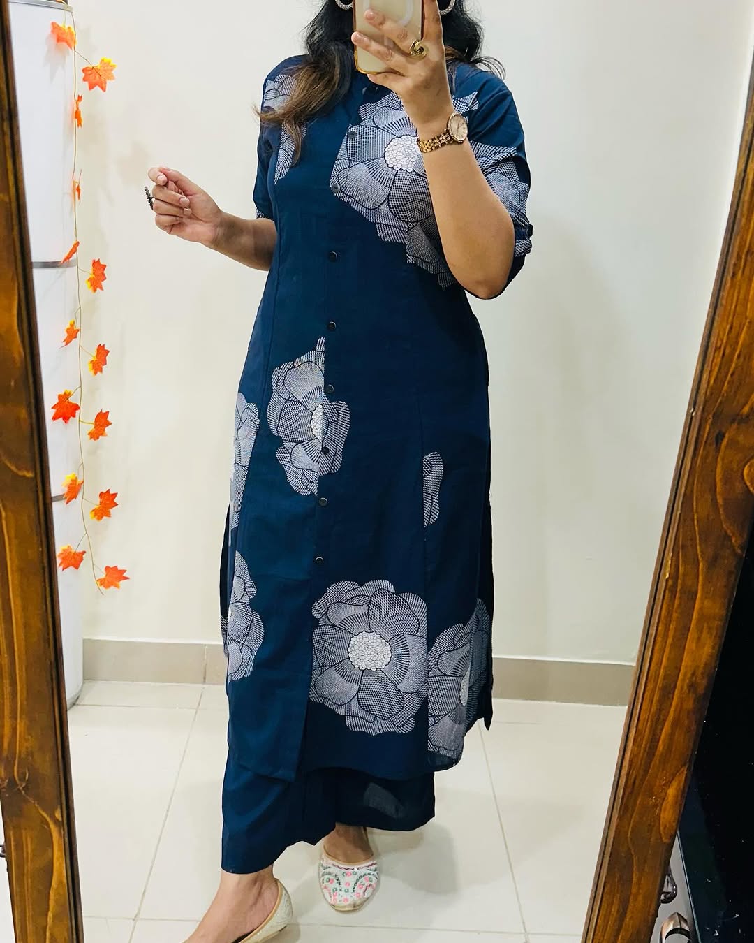 Premium Floral Fine Cotton Printed A-Line Pattern Kurti-Palazzo Set