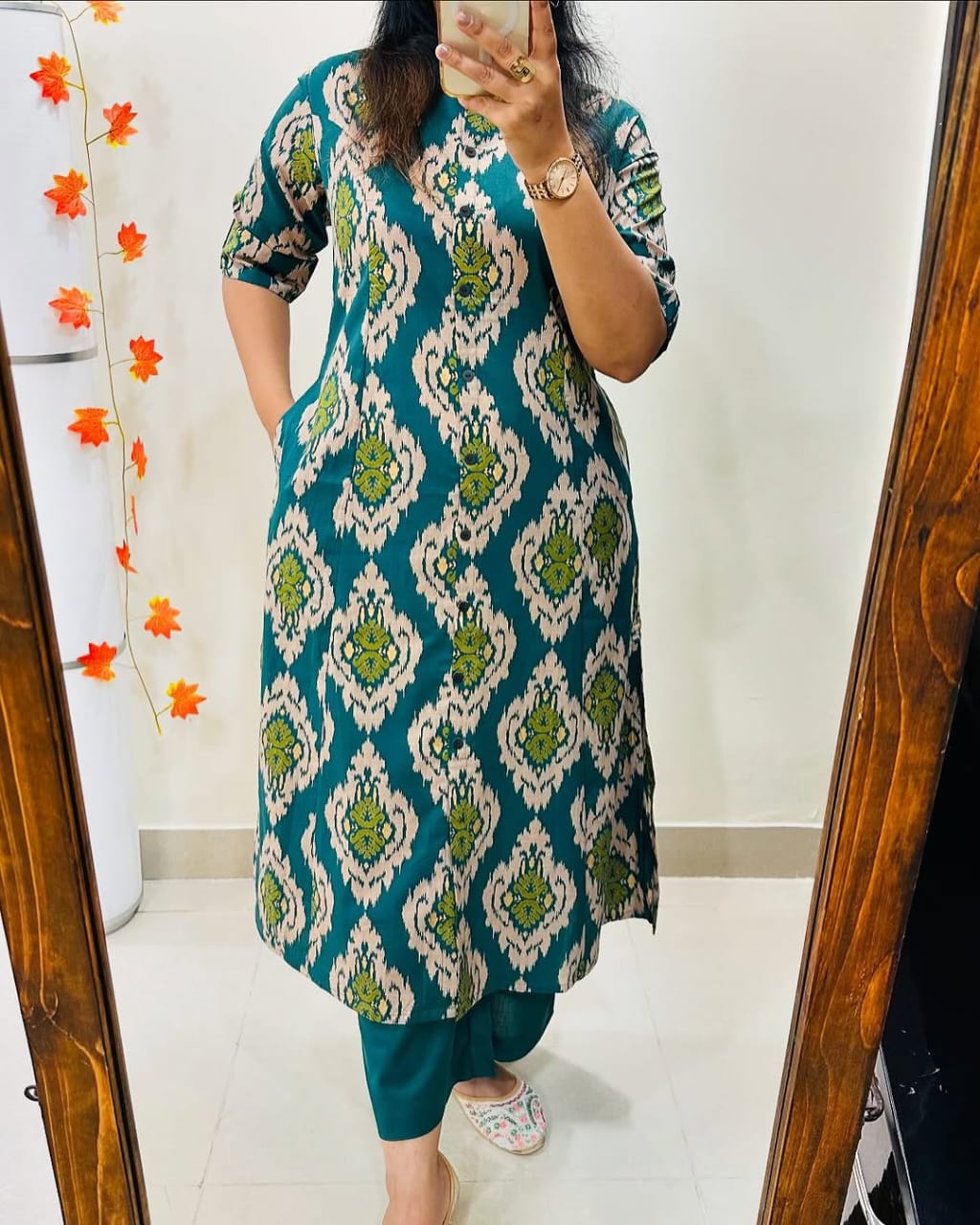 Premium Floral Fine Cotton Printed A-Line Pattern Kurti-Palazzo Set