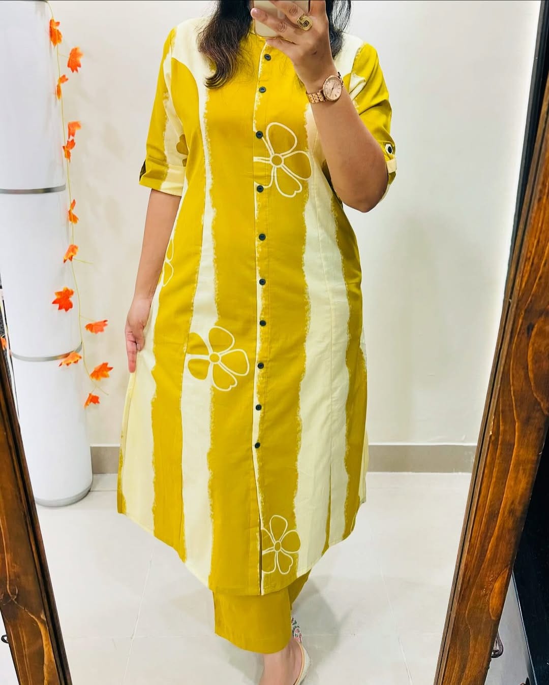 Premium Floral Fine Cotton Printed A-Line Pattern Kurti-Palazzo Set