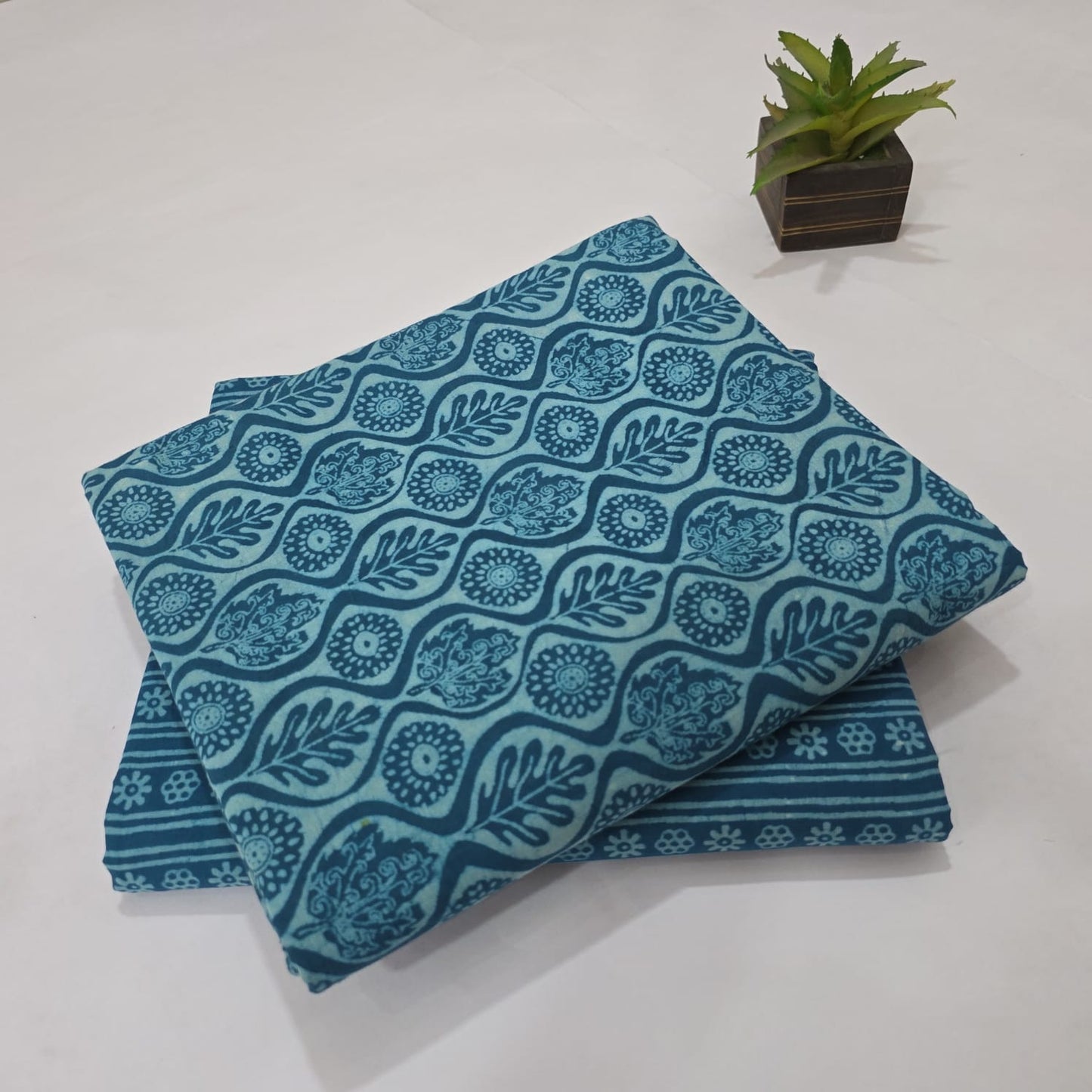Pure Soft Cotton Handblock Printed 2PC Top-Bottom Suit Set