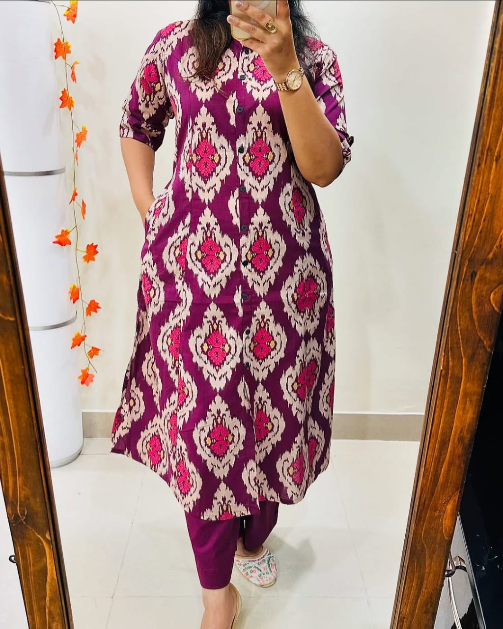 Premium Floral Fine Cotton Printed A-Line Pattern Kurti-Palazzo Set