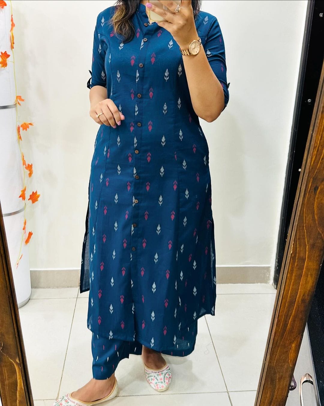 Premium Floral Fine Cotton Printed A-Line Pattern Kurti-Palazzo Set