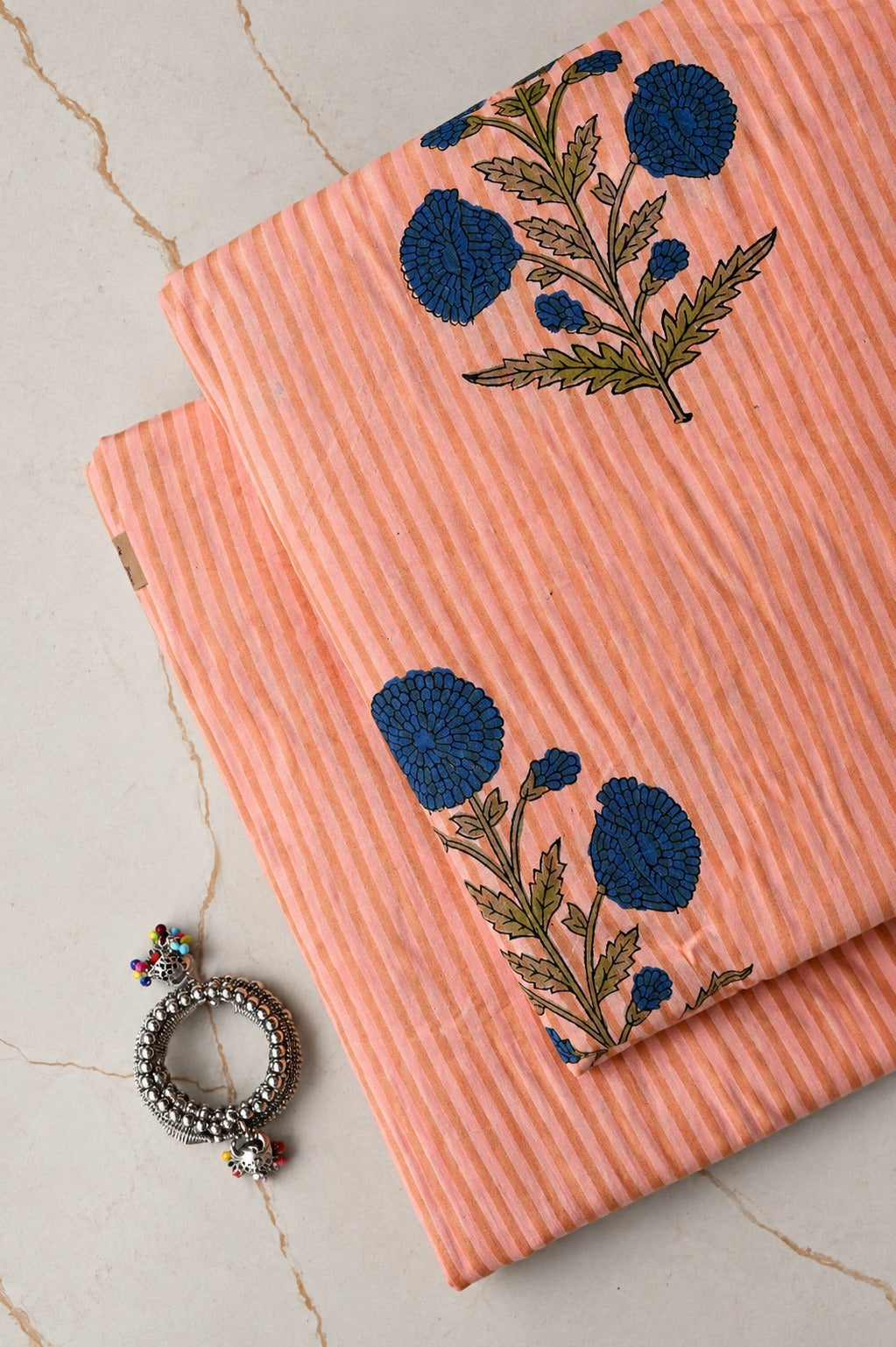 Pure Soft Cotton Handblock Printed 2PC Top-Bottom Suit Set (2.50 Meter Each)