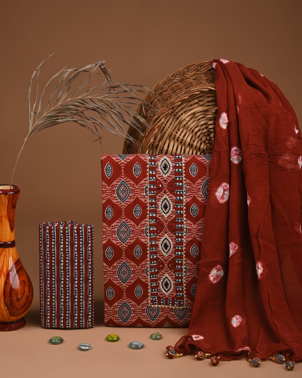 Premium Gota Patti Work Cotton Suit Set With Chiffon Dupatta