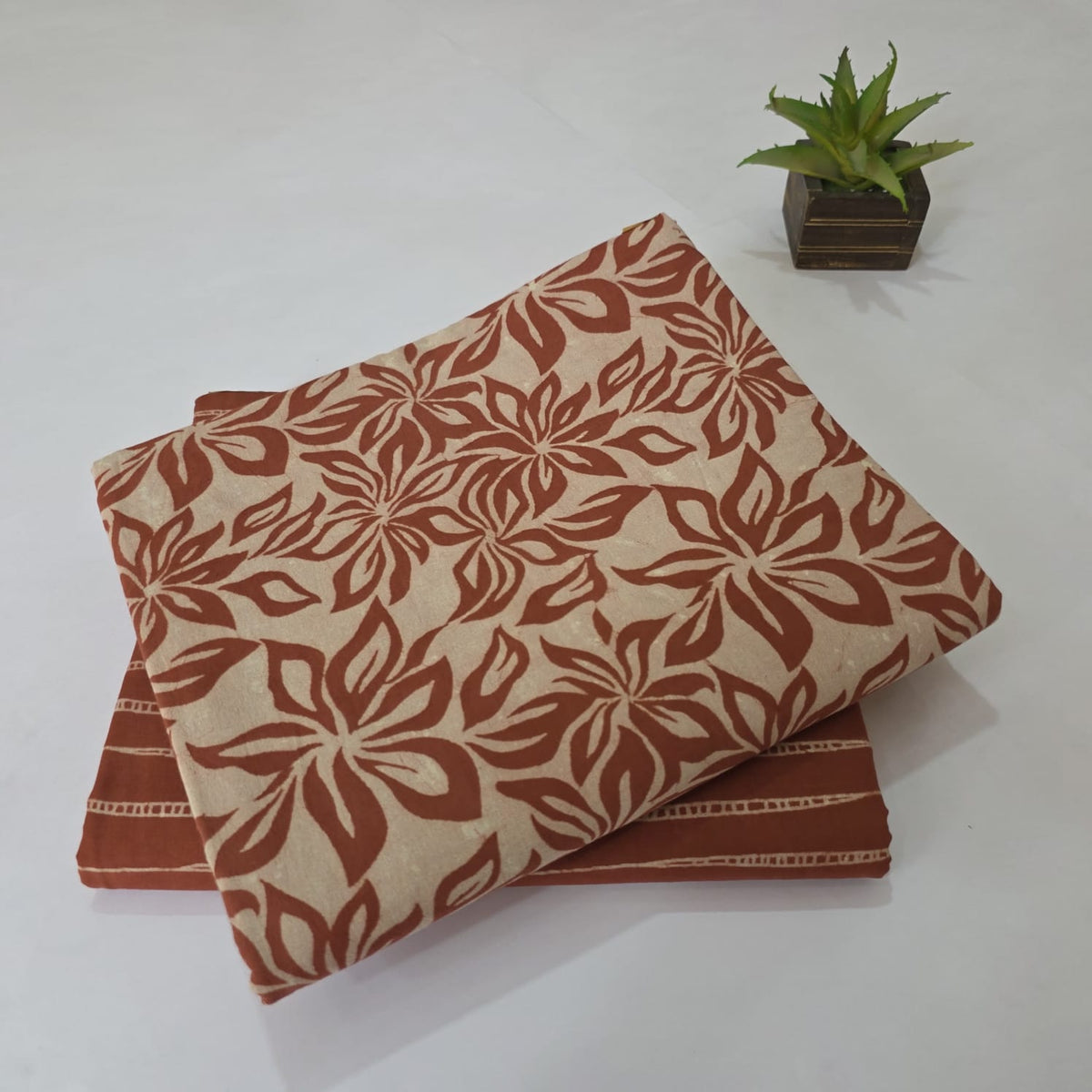 Pure Soft Cotton Handblock Printed 2PC Top-Bottom Suit Set