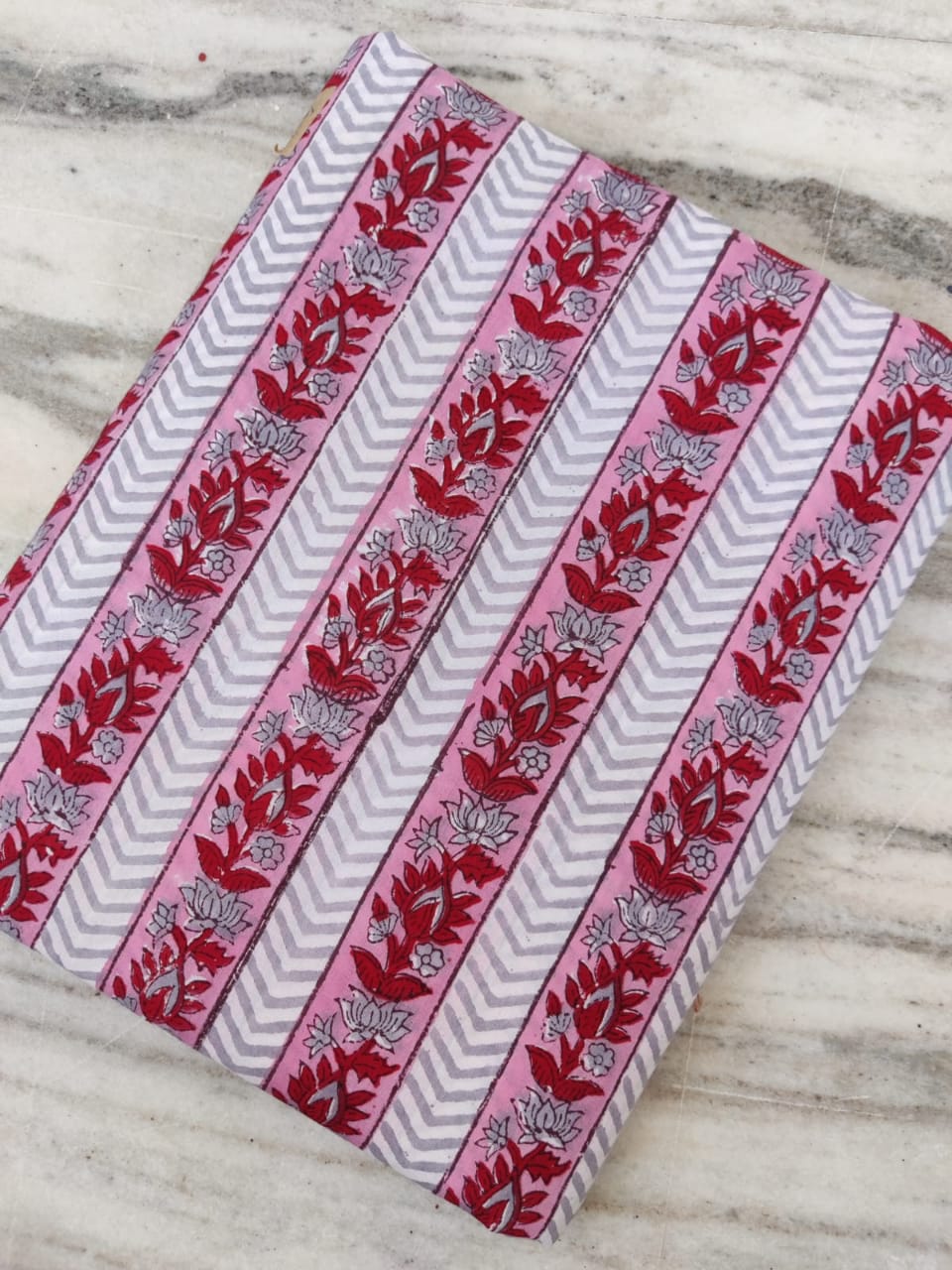 (Pre-cut 2 Meter) Pure Soft Cotton Hand Block Printed Fabric