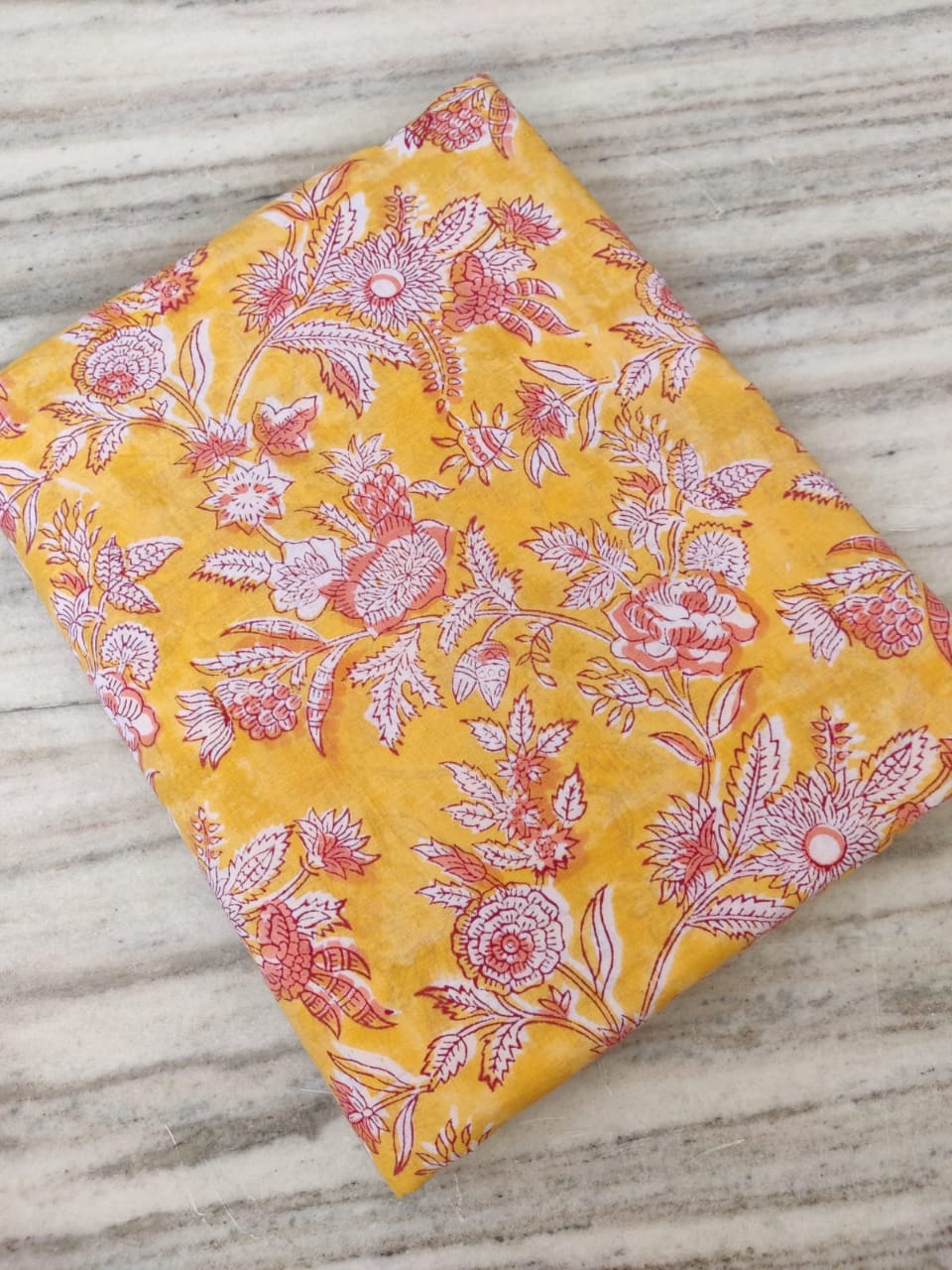 (Pre-cut 1.90 Meter) Pure Soft Cotton Hand Block Printed Fabric