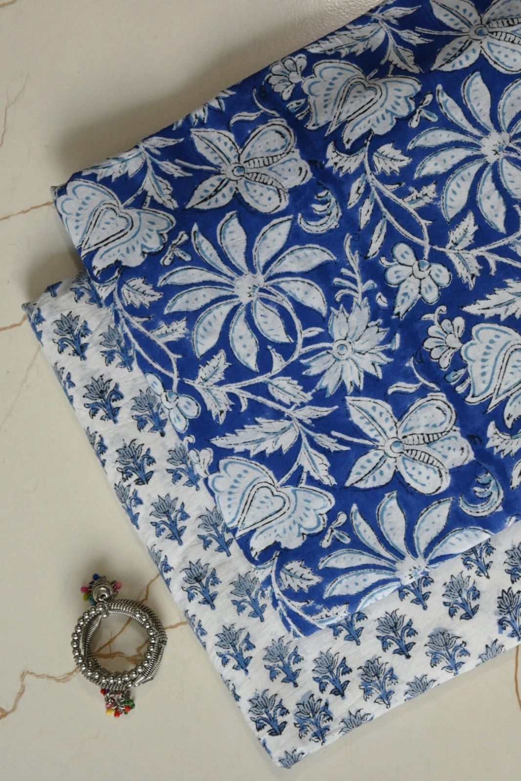 Pure Soft Cotton Sanganeri Handblock Printed 2PC Top-Bottom Suit Set (2.50 Meter Each)