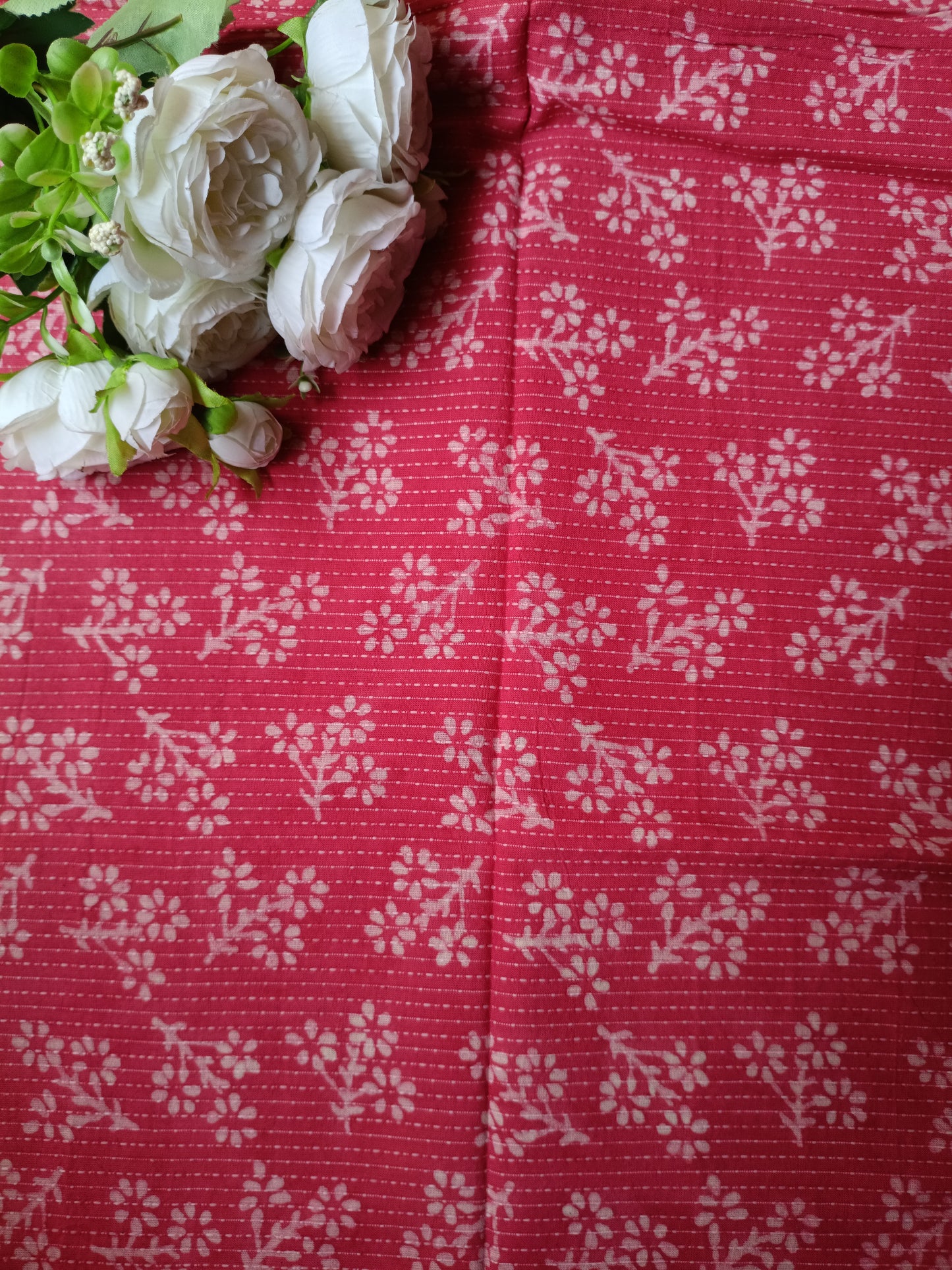 (Pre-cut 2 Meter) Pure Soft Cotton Hand Block Printed Kantha Fabric