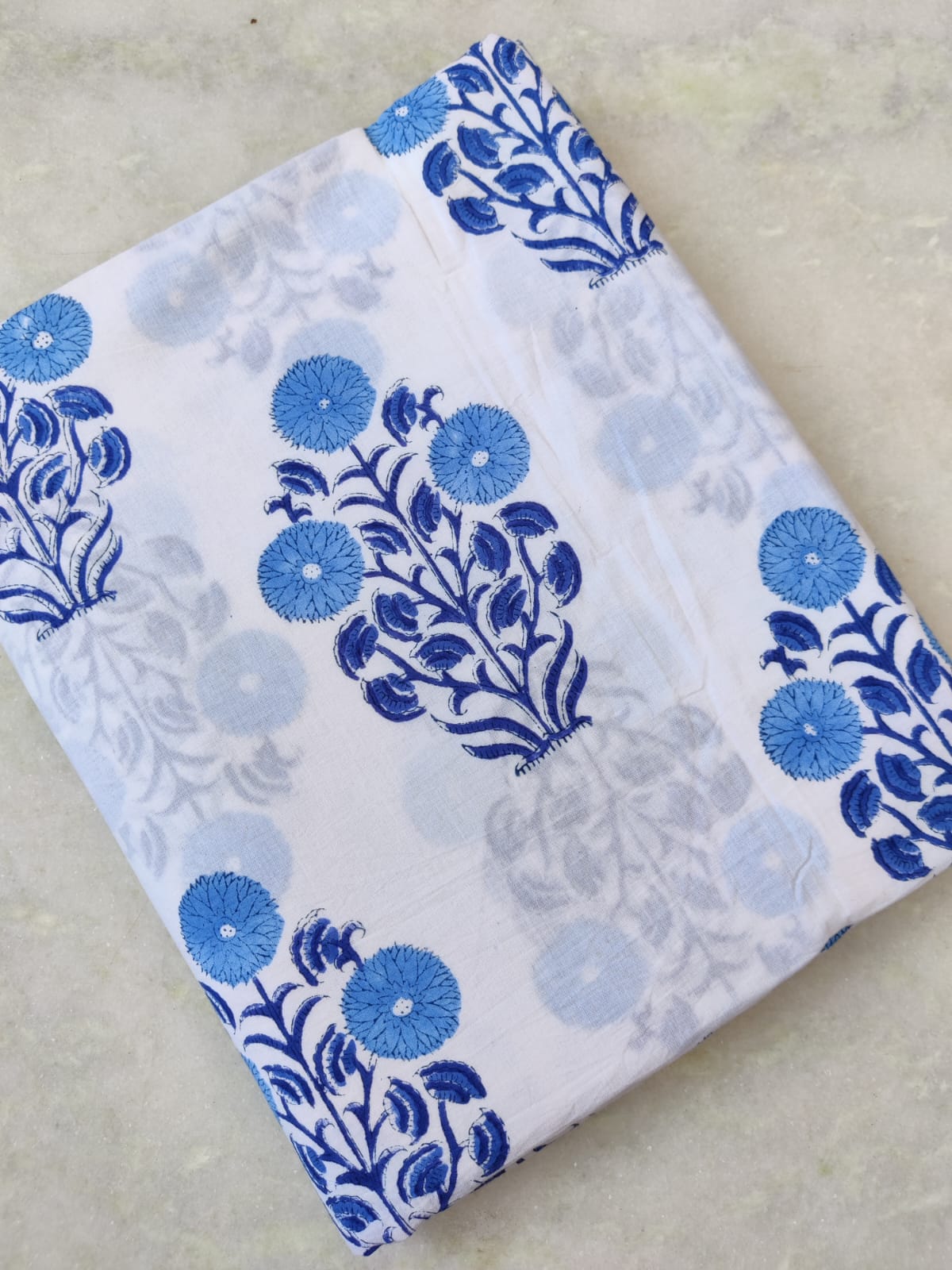 (Pre-cut 1.75 Meter ) Pure Soft Cotton Hand Block Printed Fabric